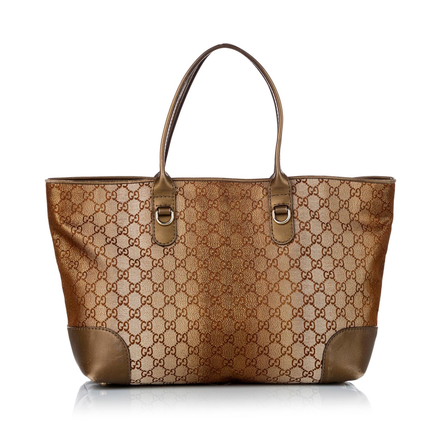 Gucci GG Lurex Heart Bit SHG Canvas Calf Gold Tote Bag
