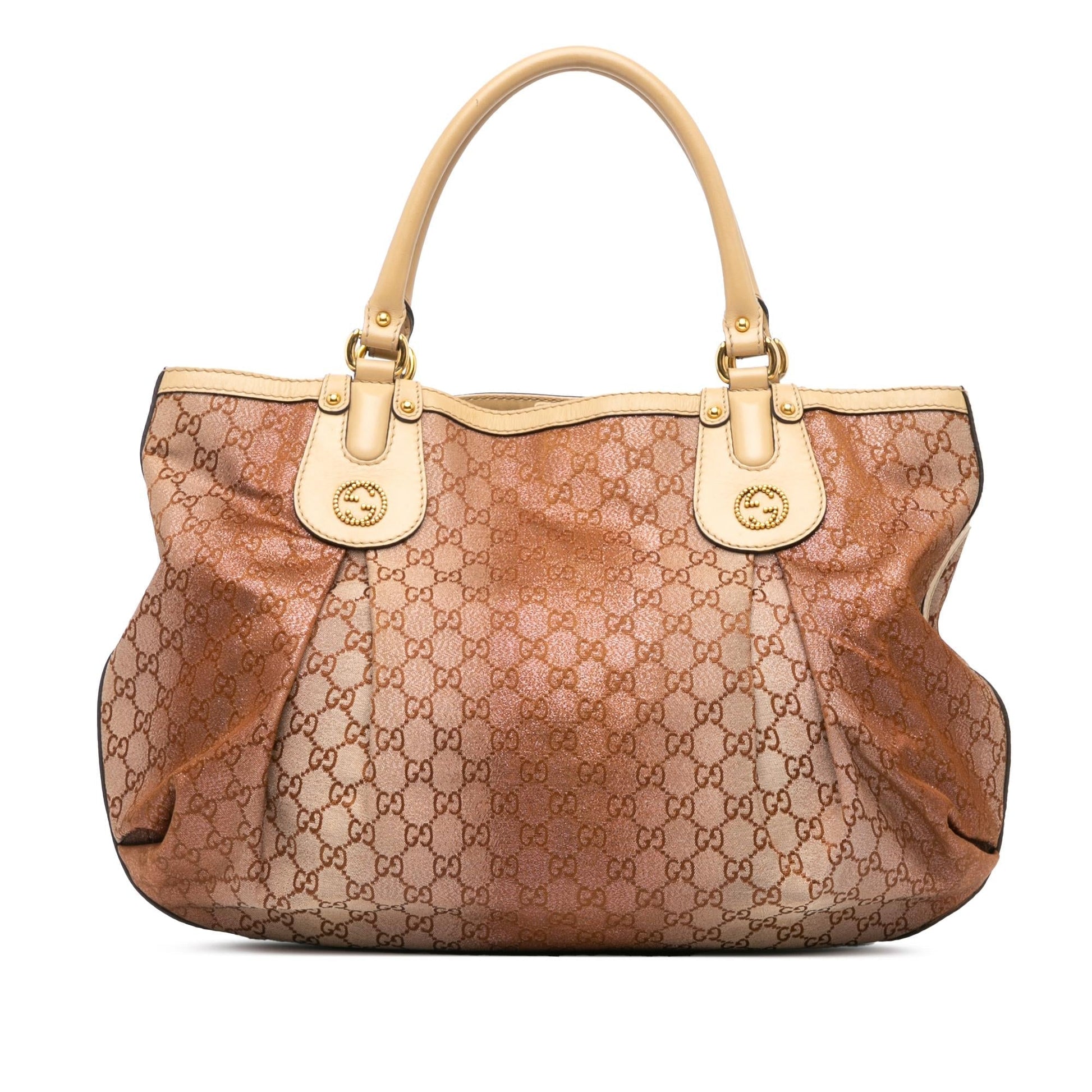 Gucci GG Lurex Scarlett Canvas Brown Tote Bag