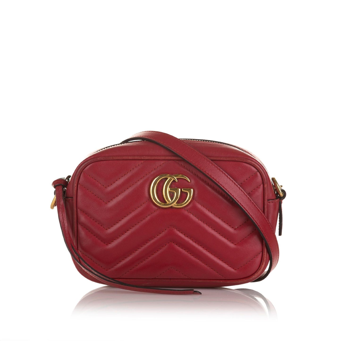 Gucci GG Marmont SHG Calf Red Crossbody Bag