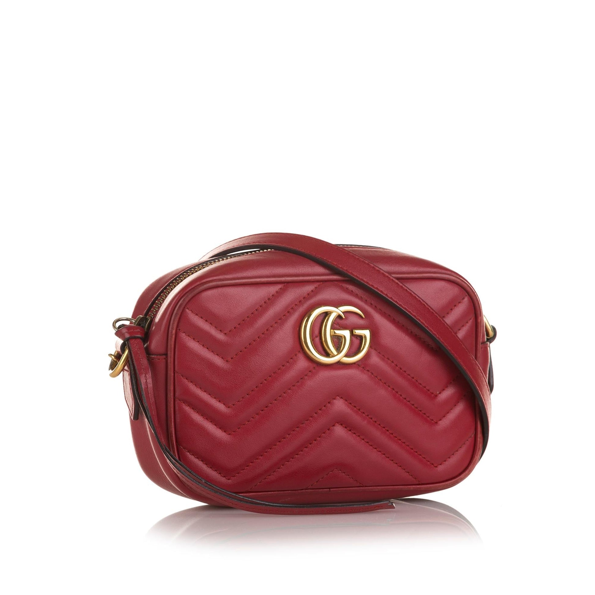 Gucci GG Marmont SHG Calf Red Crossbody Bag