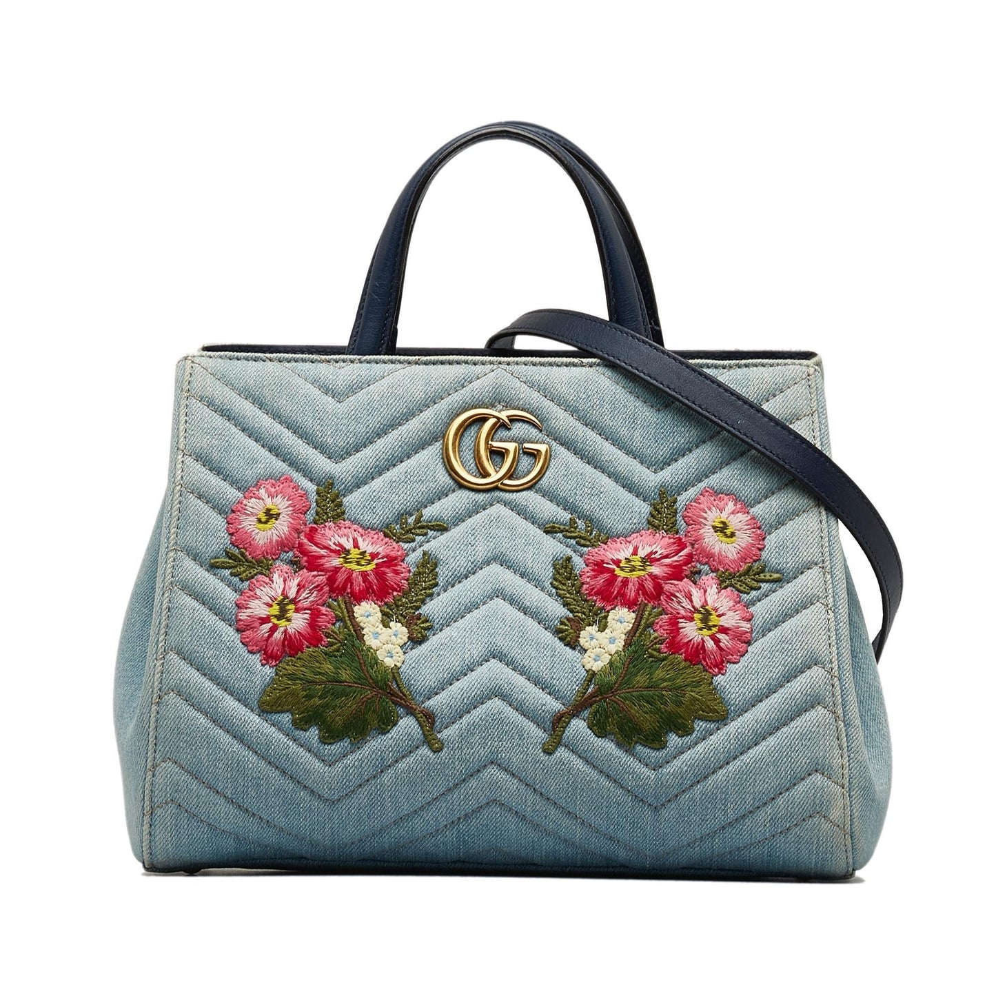 Gucci GG Marmont SHG-i403pj Denim Calf Blue Satchel Bag