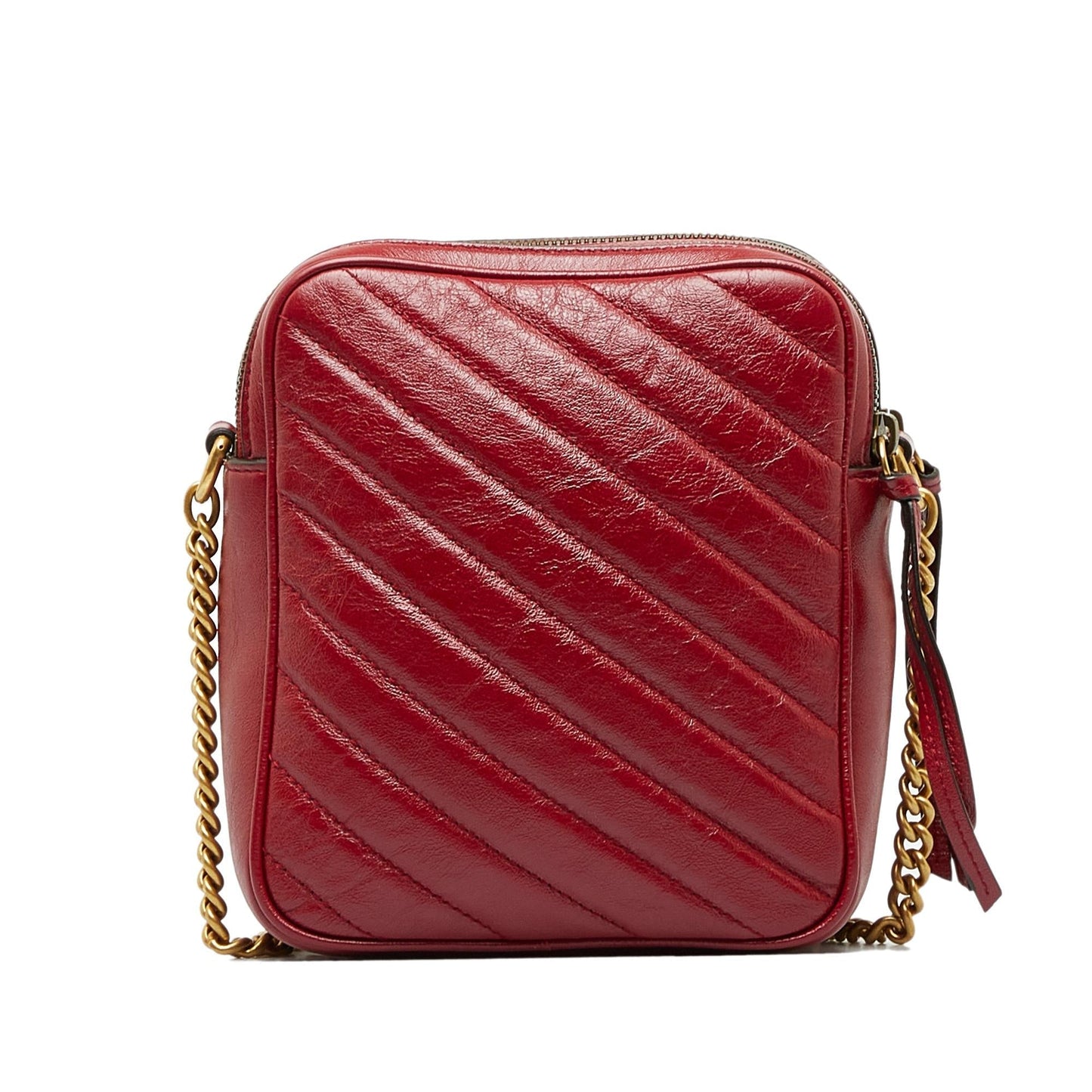 Gucci GG Marmont Double Zip Camera Calf Red Crossbody Bag Shg Mclmnu