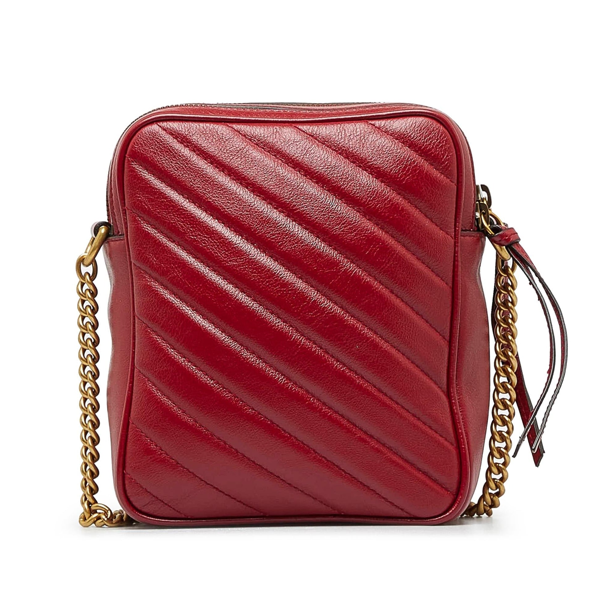 Gucci GG Marmont Double Zip Camera Calf Red Crossbody Bag Shg B9Hwew