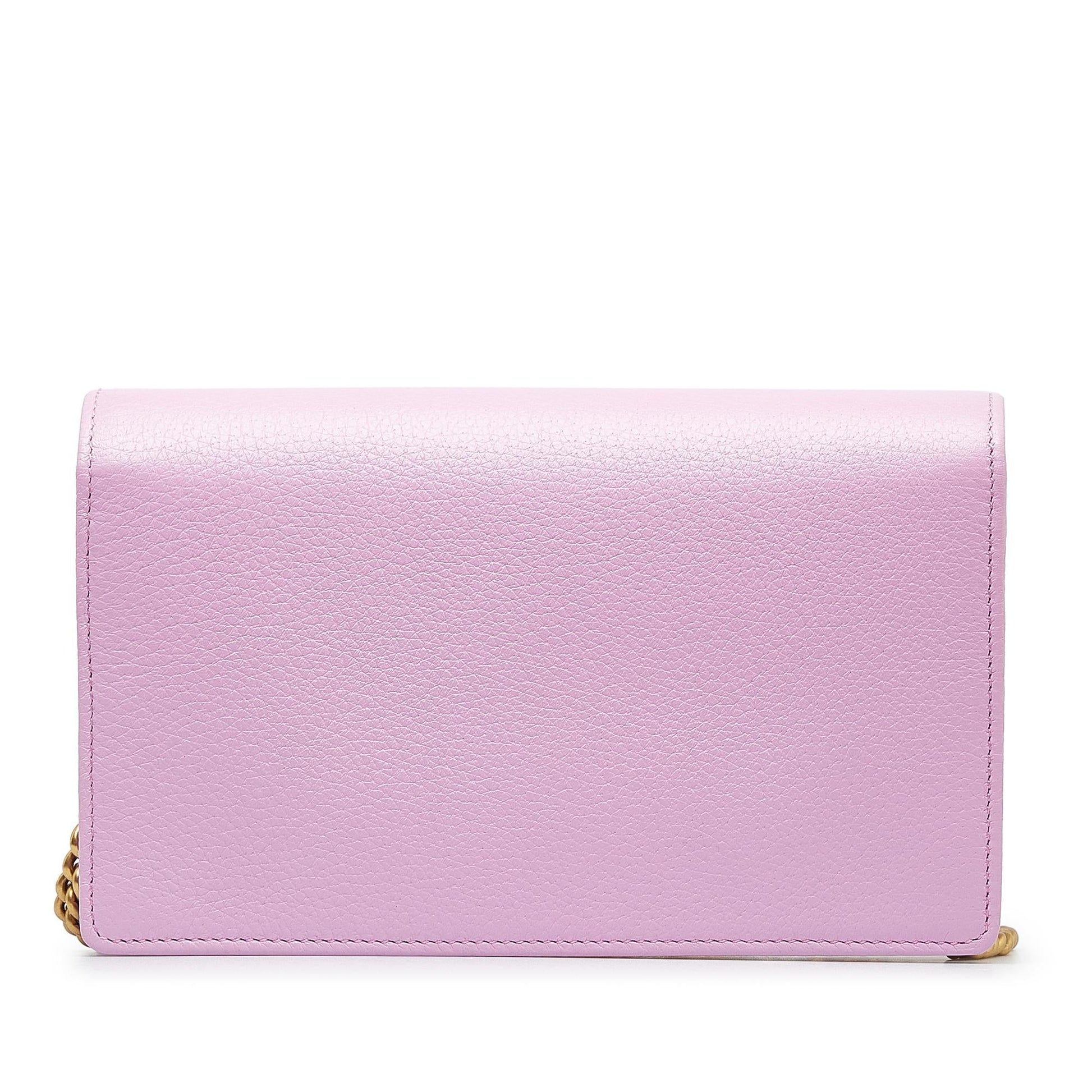 Gucci GG Marmont Embellished Wallet On Calf Pink Chain Crossbody Bag