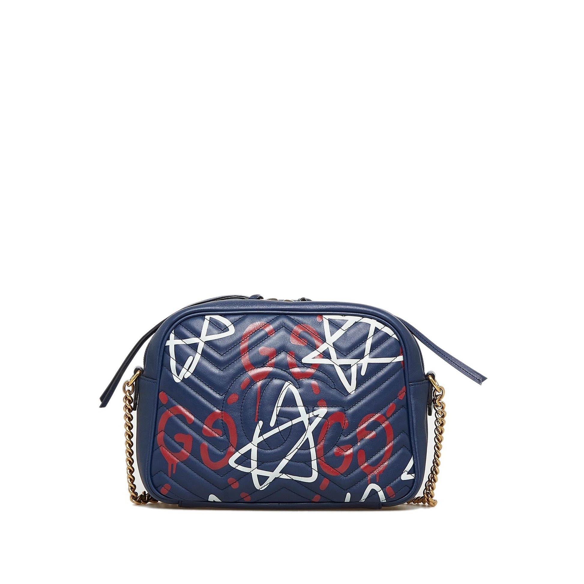 Gucci GG Marmont Ghost SHG-eT5r9s Calf Blue Crossbody Bag