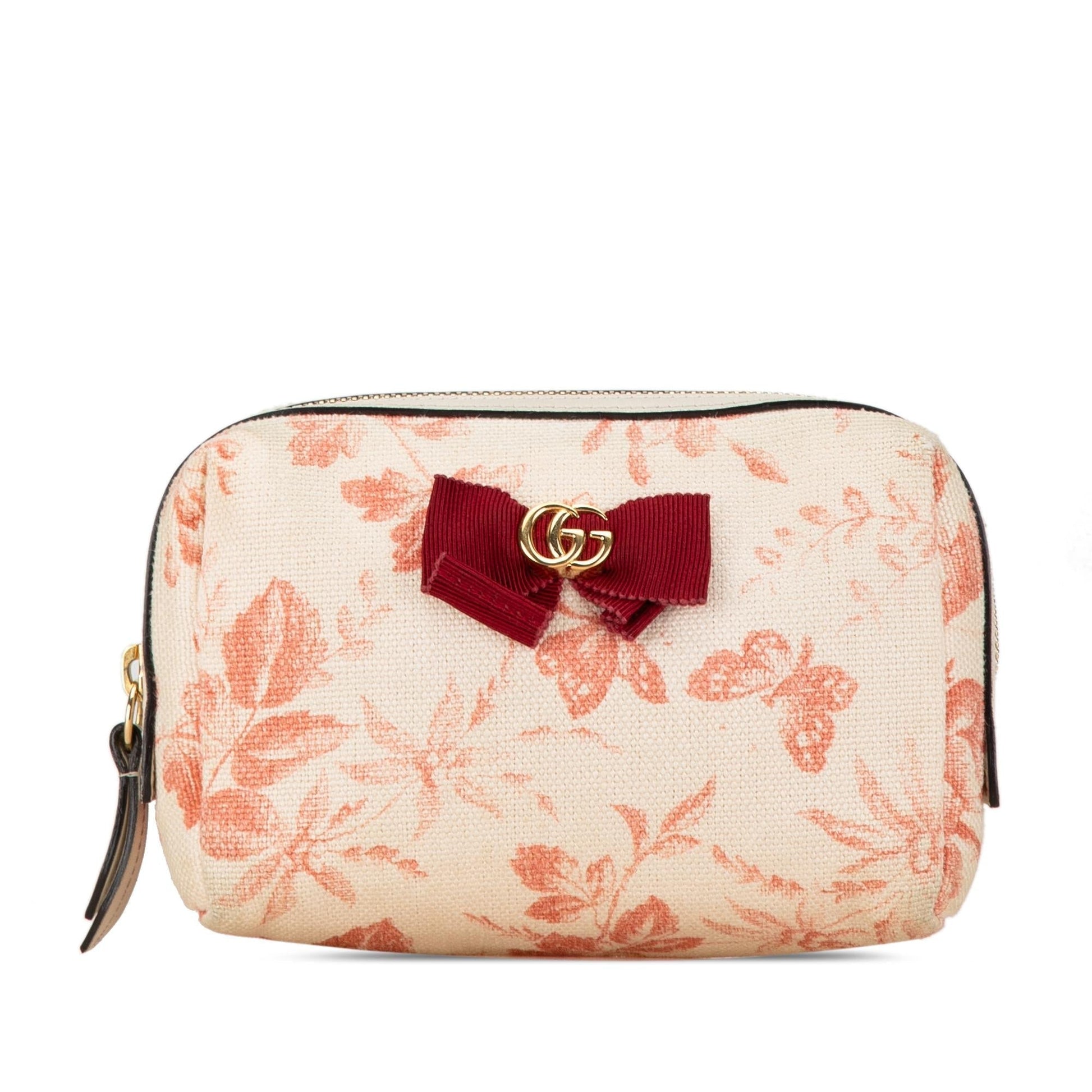 Gucci GG Marmont Herbarium Pouch SHG-9nZHTi Canvas Brown Pink Handbag