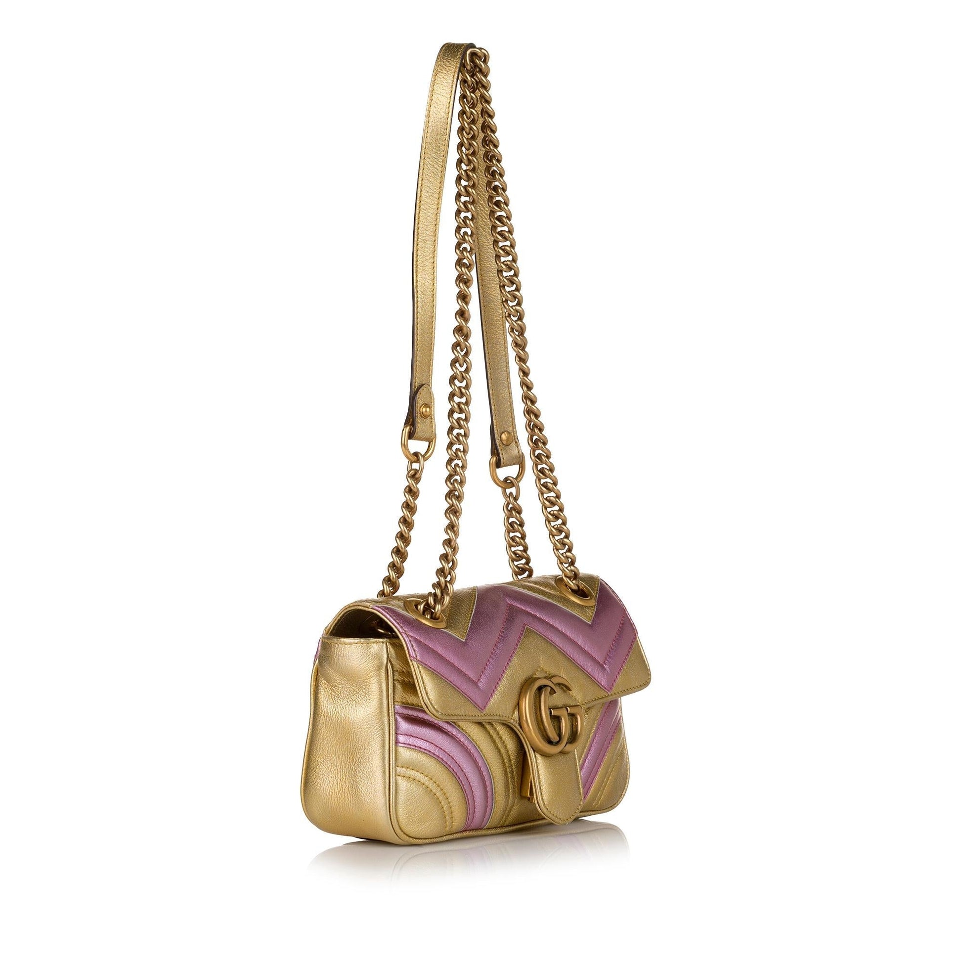 Gucci GG Marmont SHG Leather Calf Gold Crossbody Bag