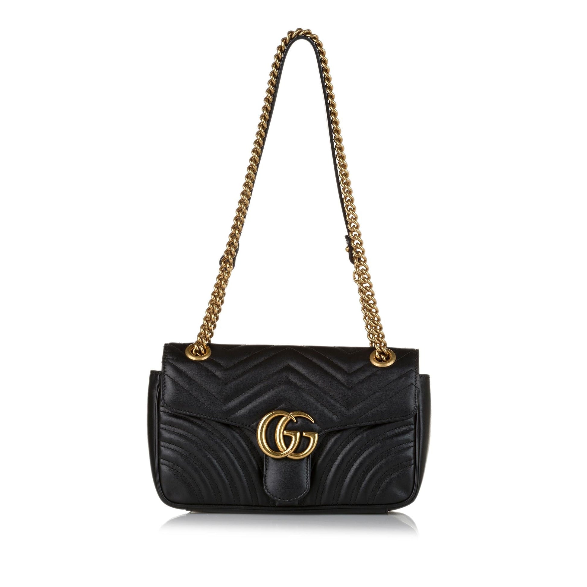Gucci GG Marmont SHG Leather Black Crossbody Bag