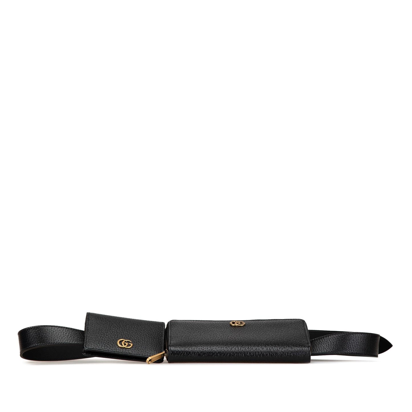 Gucci GG Marmont Double Belt Leather Calf Black Accessory Belt Bag