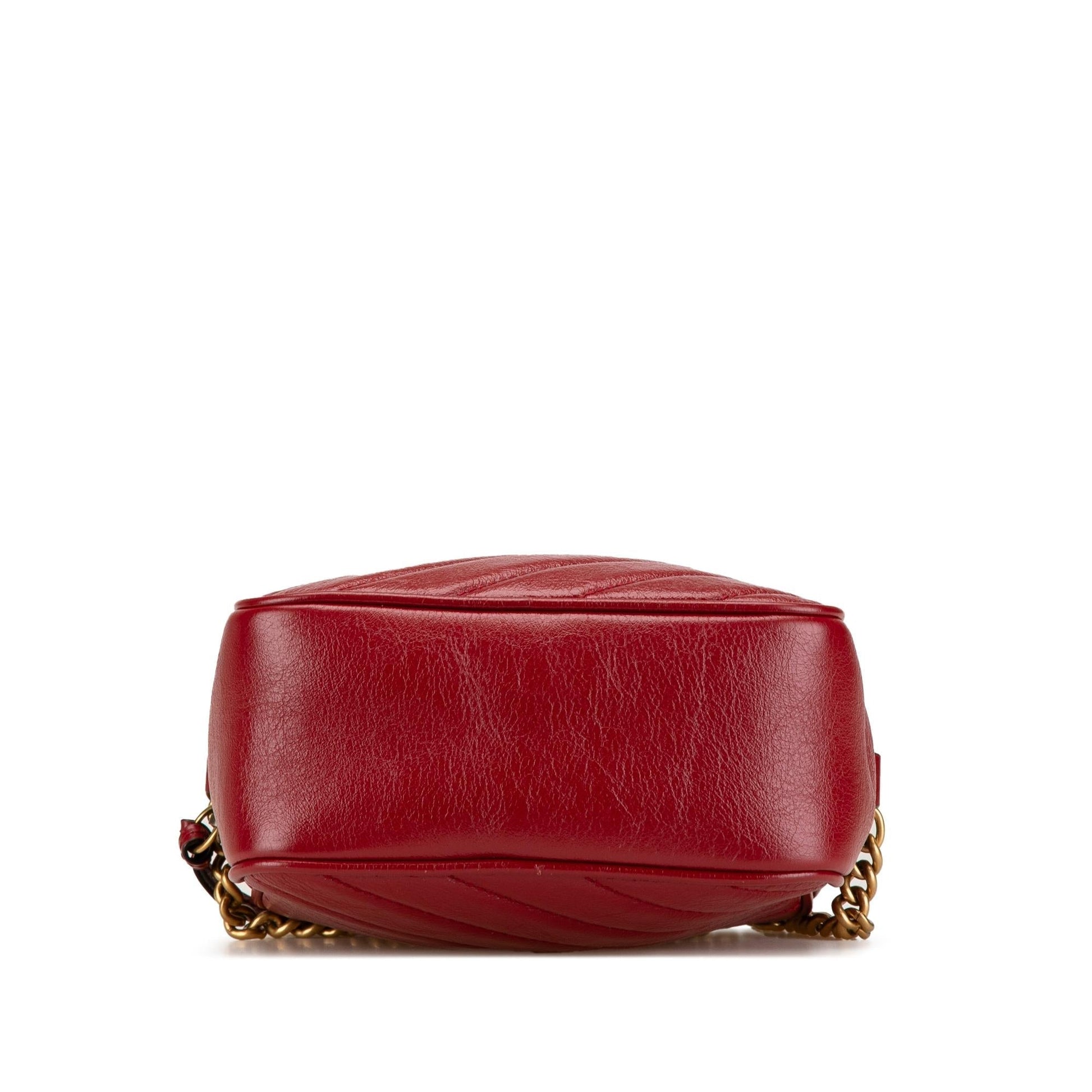 Gucci GG Marmont Double Zip Matelasse Leather Calf Red Crossbody Bag
