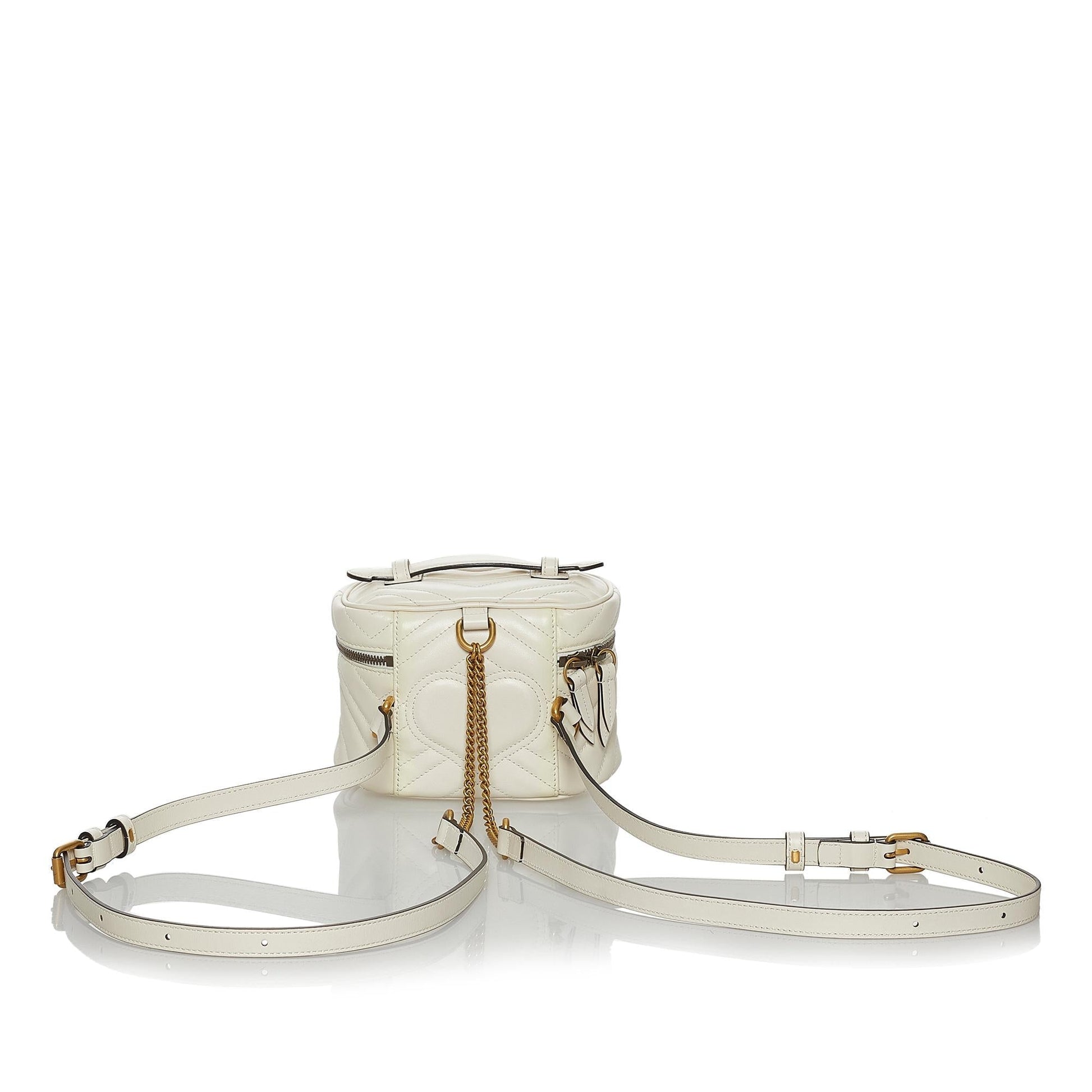 Gucci GG Marmont Round Backpack SHG Leather Calf White