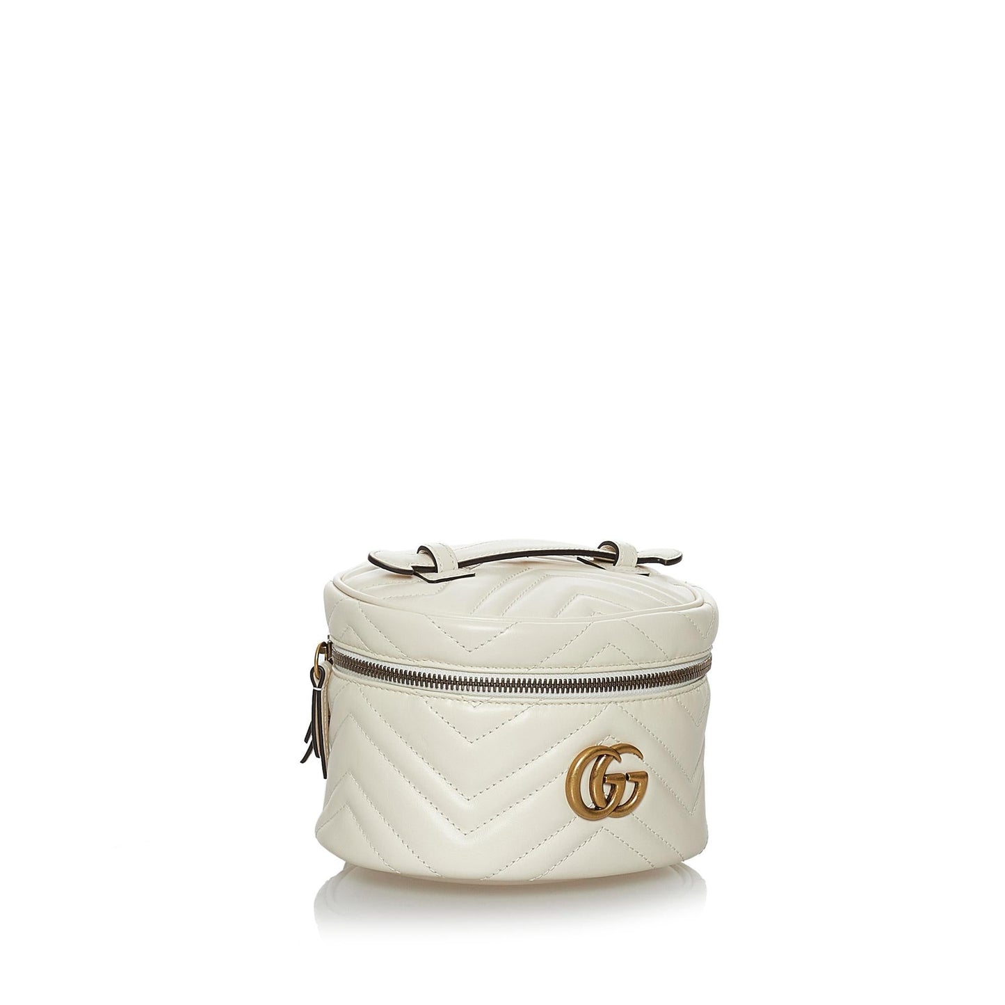 Gucci GG Marmont Round Backpack SHG Leather Calf White