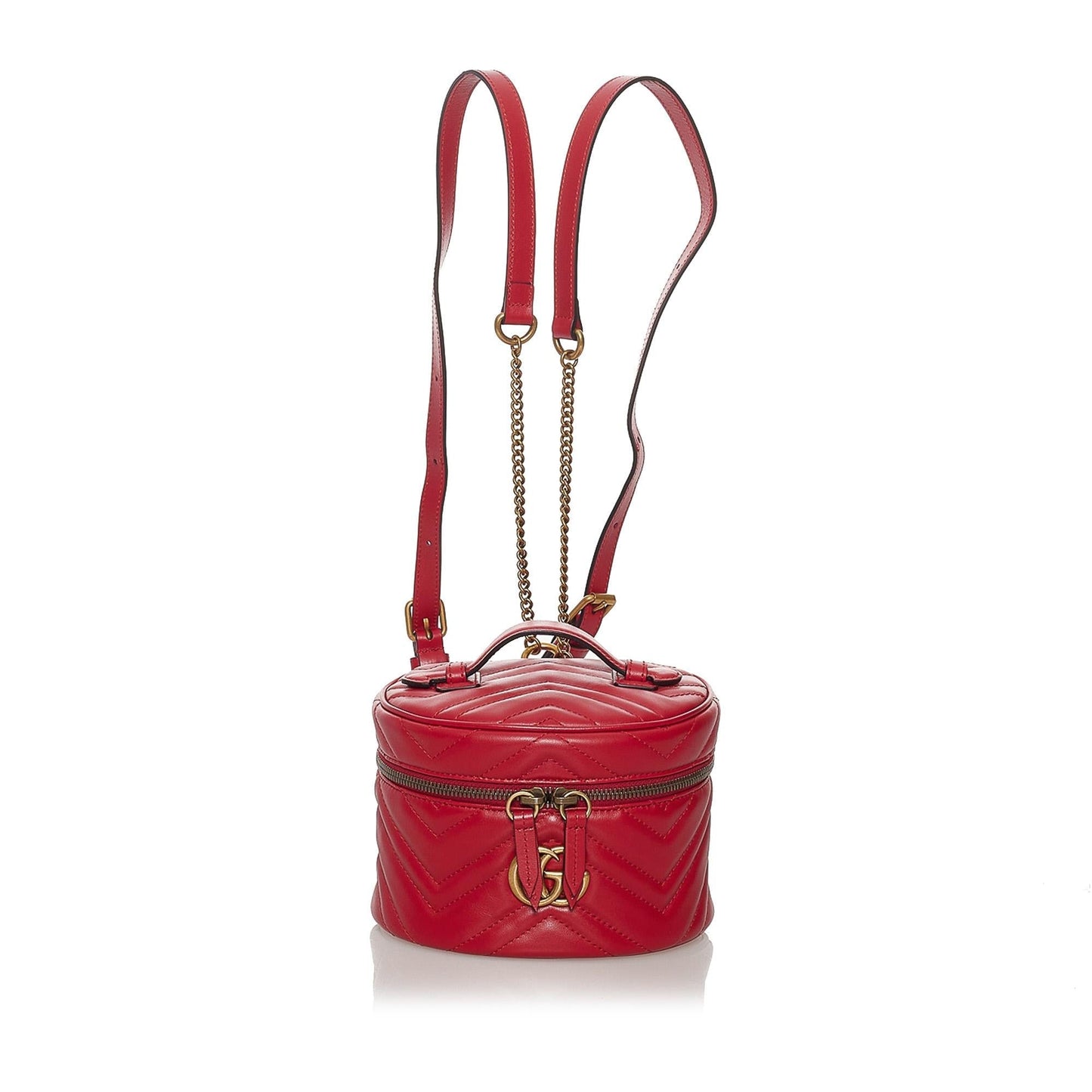 Gucci GG Marmont Round Backpack SHG Leather Calf Red 3