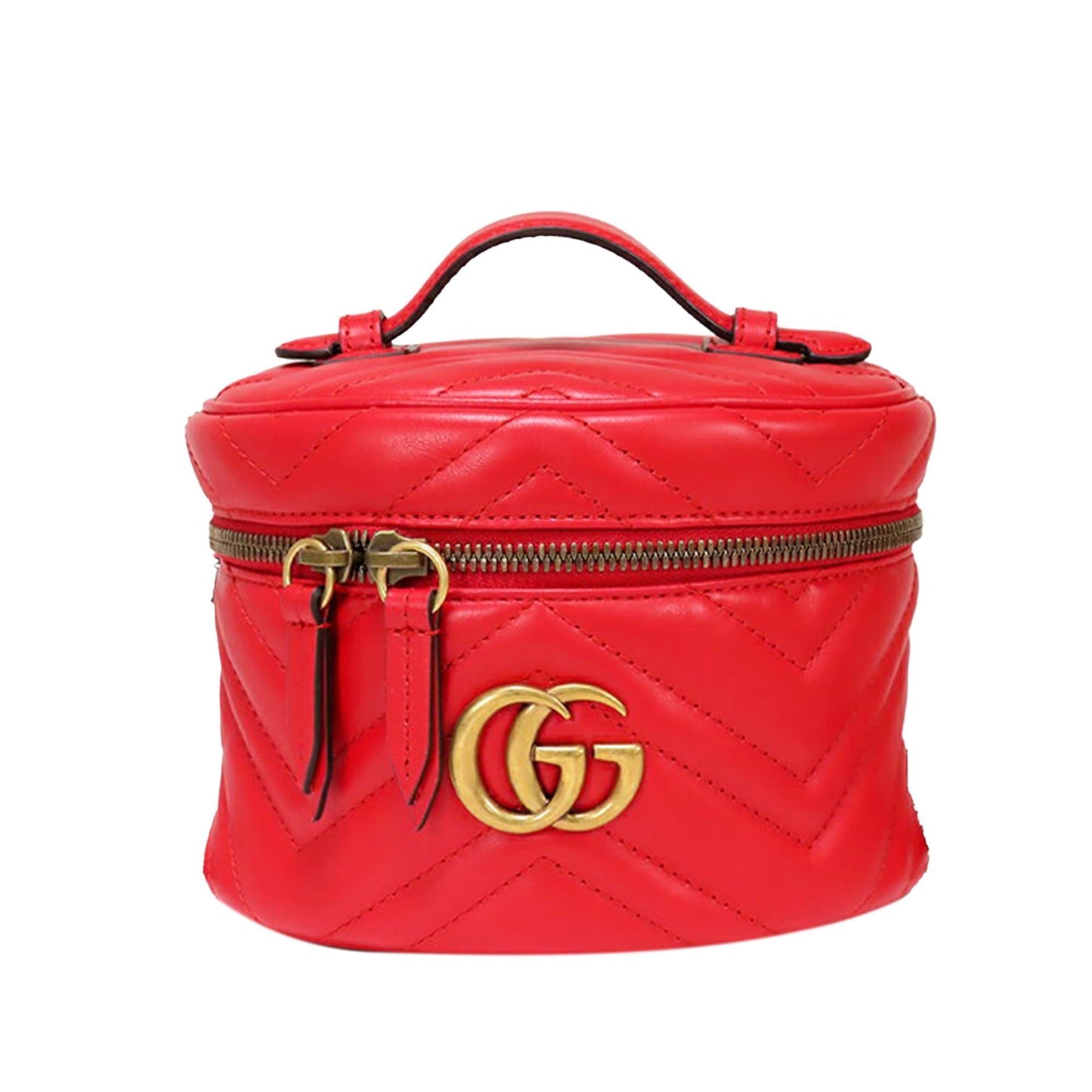 Gucci GG Marmont Round Backpack SHG Leather Calf Red