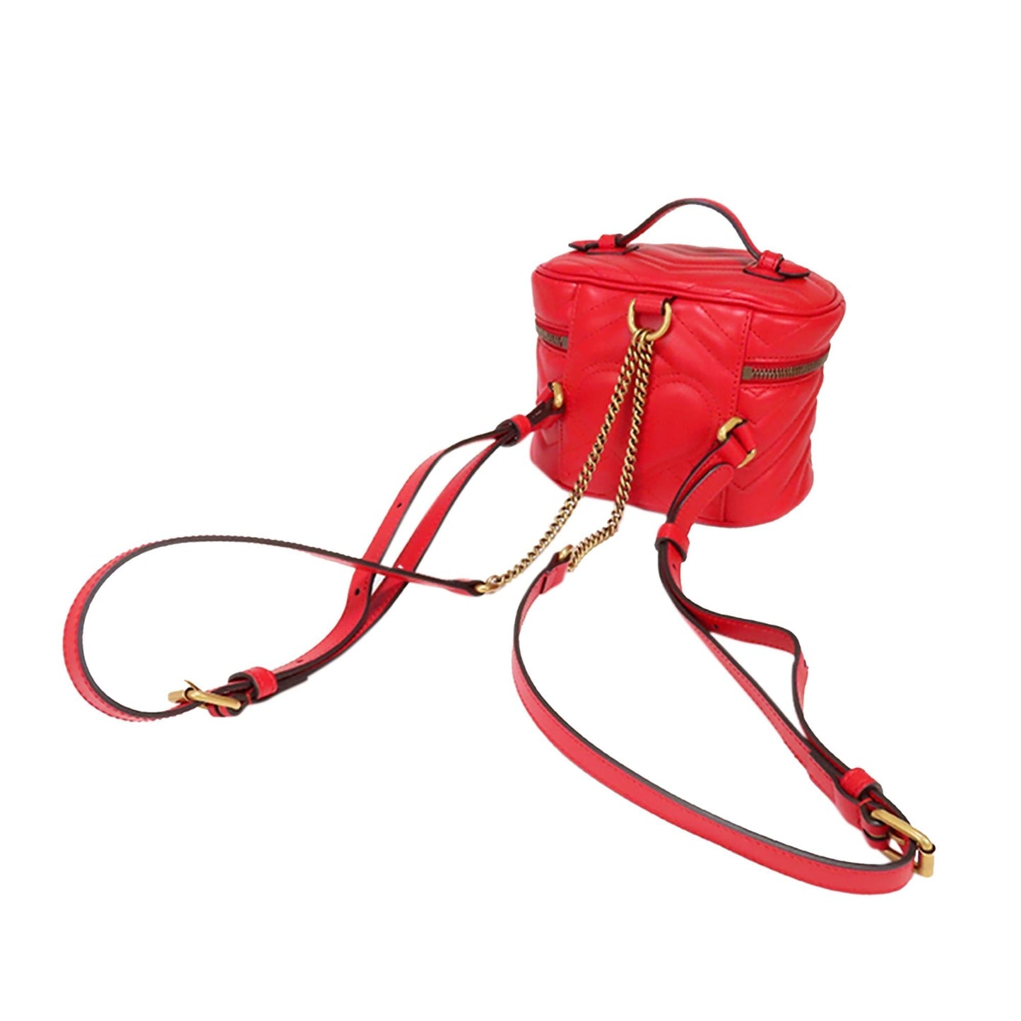 Gucci GG Marmont Round Backpack SHG Leather Calf Red