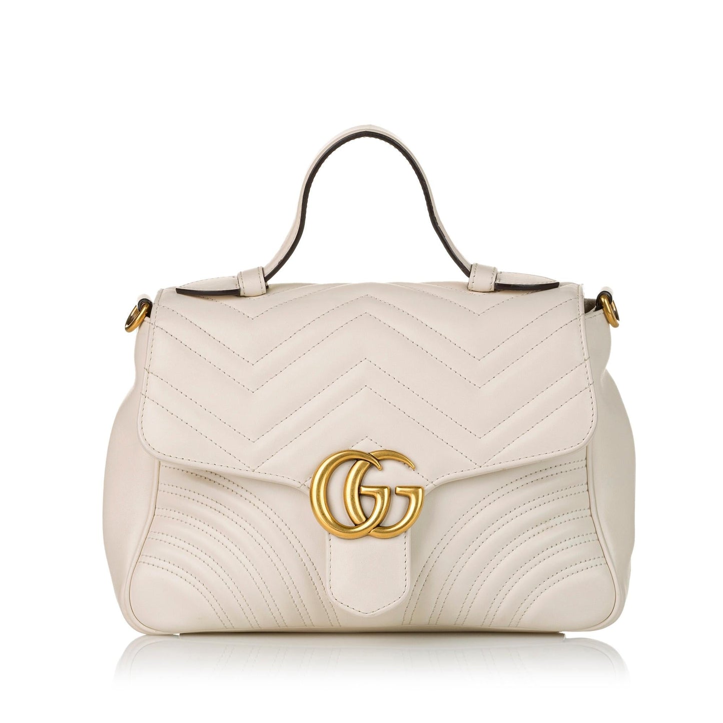 Gucci GG Marmont SHG Leather Calf White Satchel Bag
