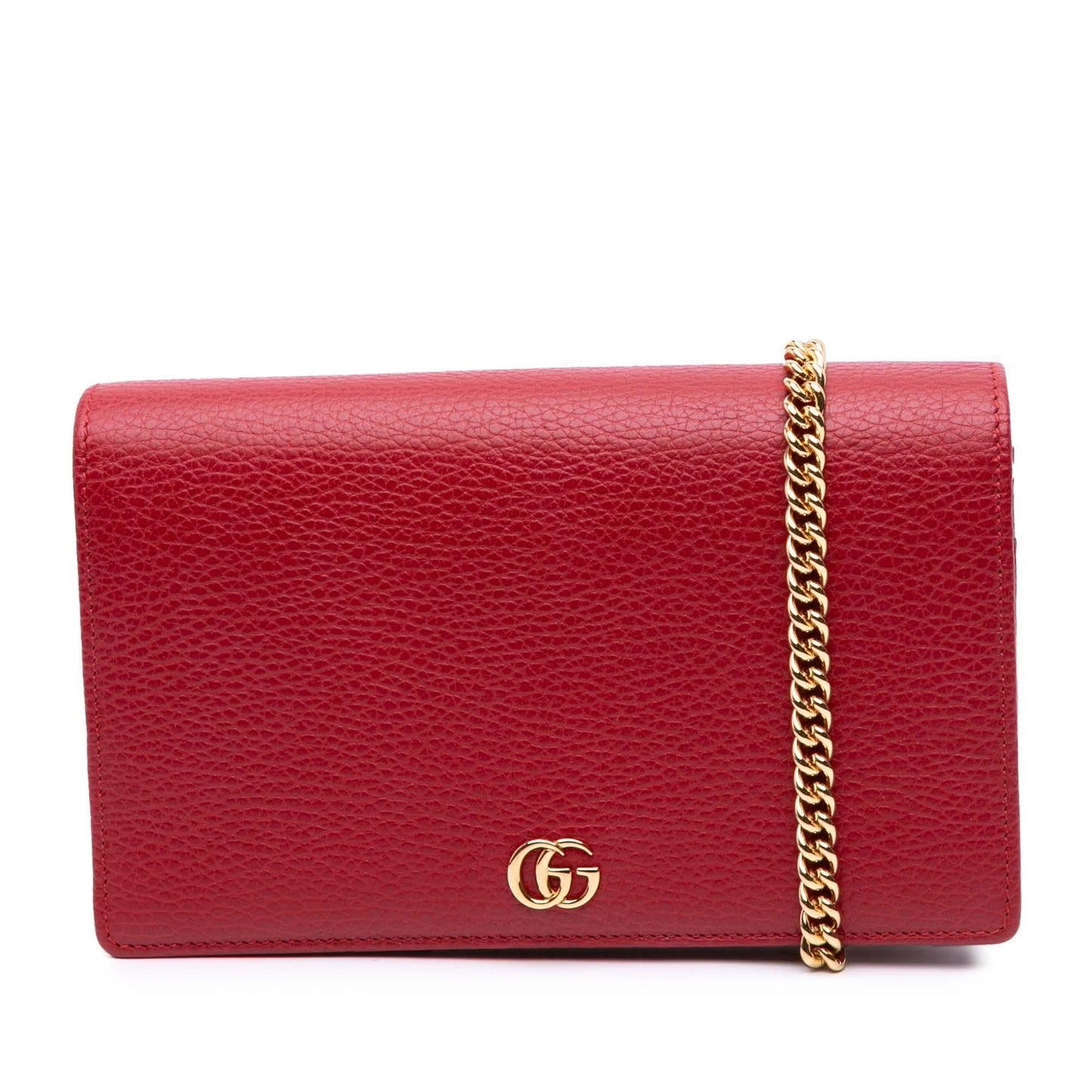 Gucci GG Marmont Wallet On Leather Calf Red Chain Crossbody Bag