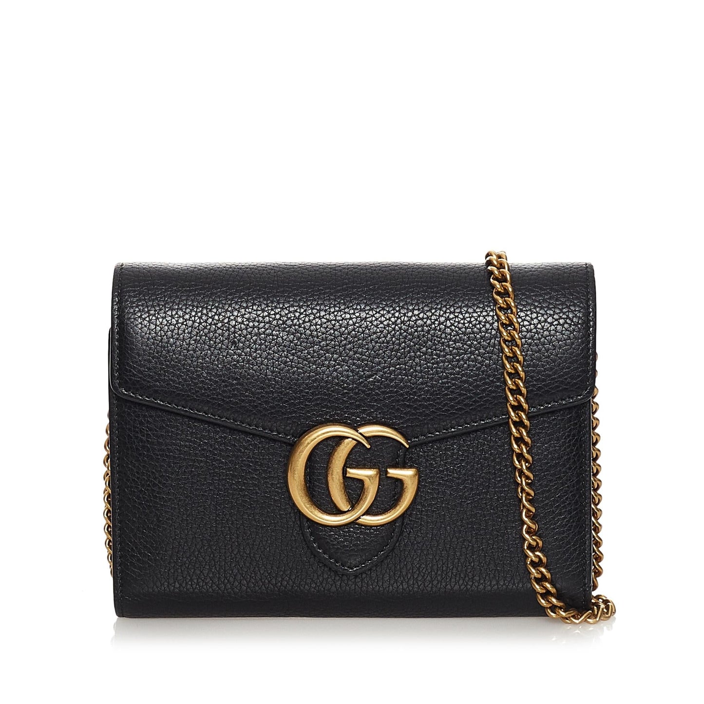 Gucci GG Marmont Wallet on SHG Leather Calf Black Chain Crossbody Bag