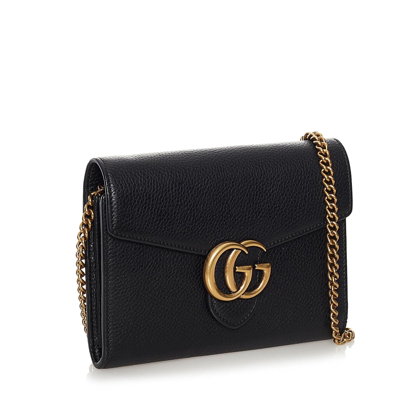 Gucci GG Marmont Wallet on SHG Leather Calf Black Chain Crossbody Bag