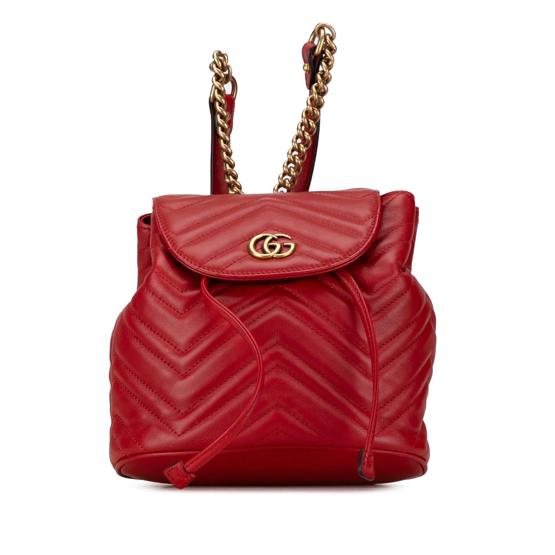 Gucci GG Marmont Backpack Matelasse Calf Red Shg Ixmybh