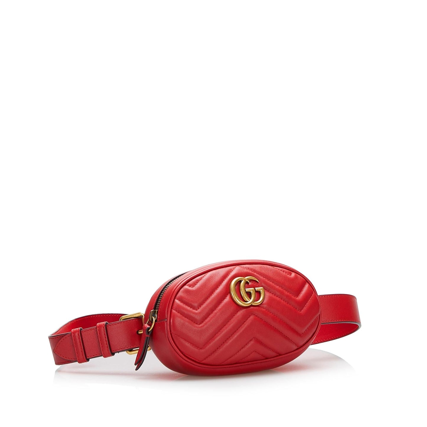 Gucci GG Marmont Belt SHG-O8LhMP Matelasse Calf Red Accessory