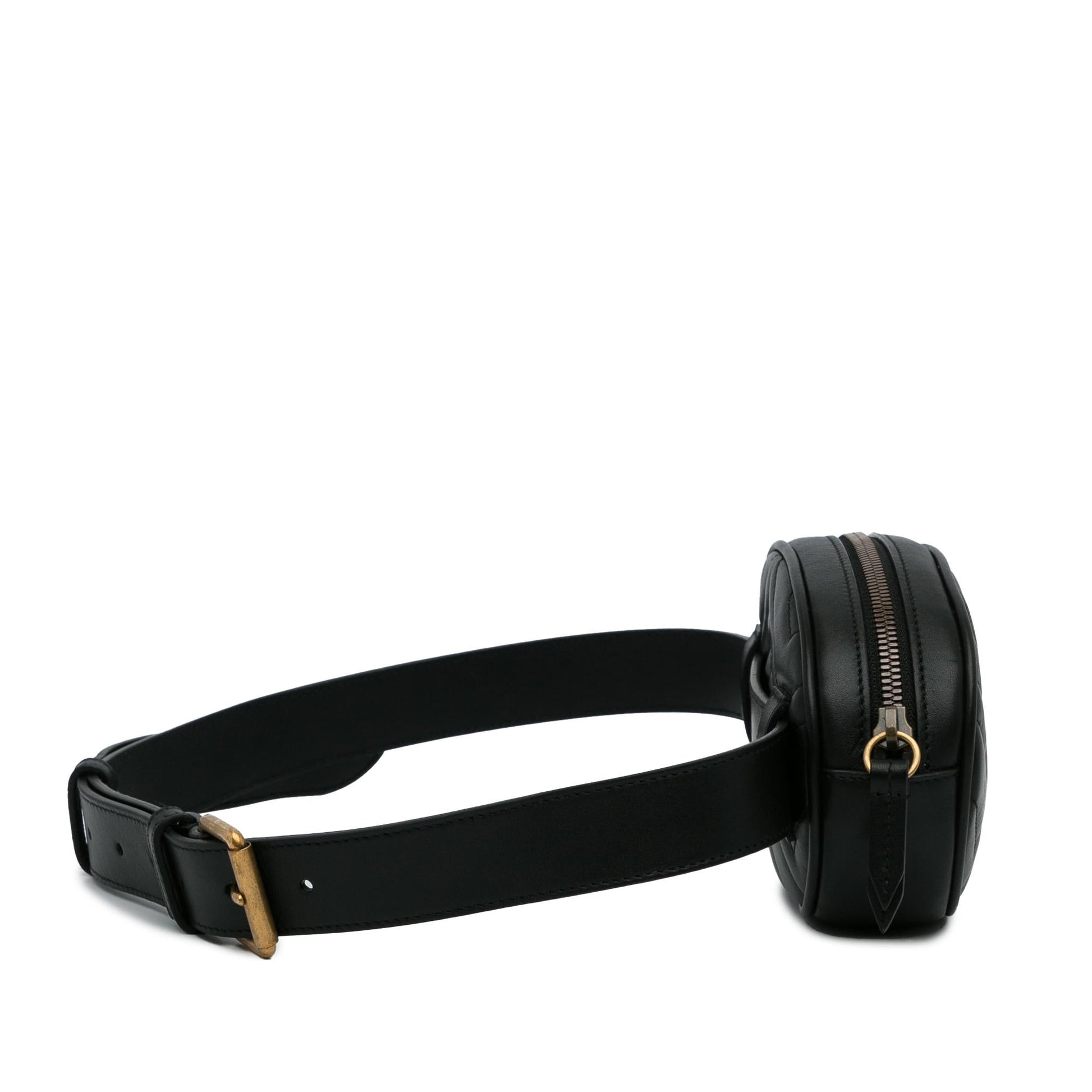 Gucci GG Marmont Belt SHG-AvFlKx Matelasse Calf Black Accessory