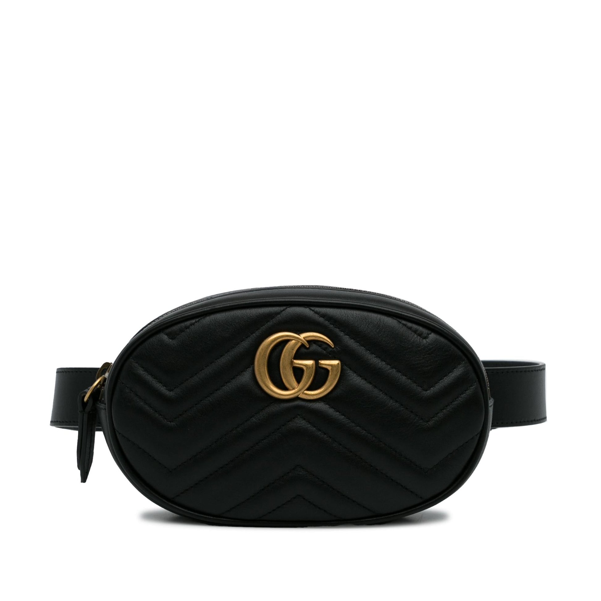 Gucci GG Marmont Belt SHG-AvFlKx Matelasse Calf Black Accessory