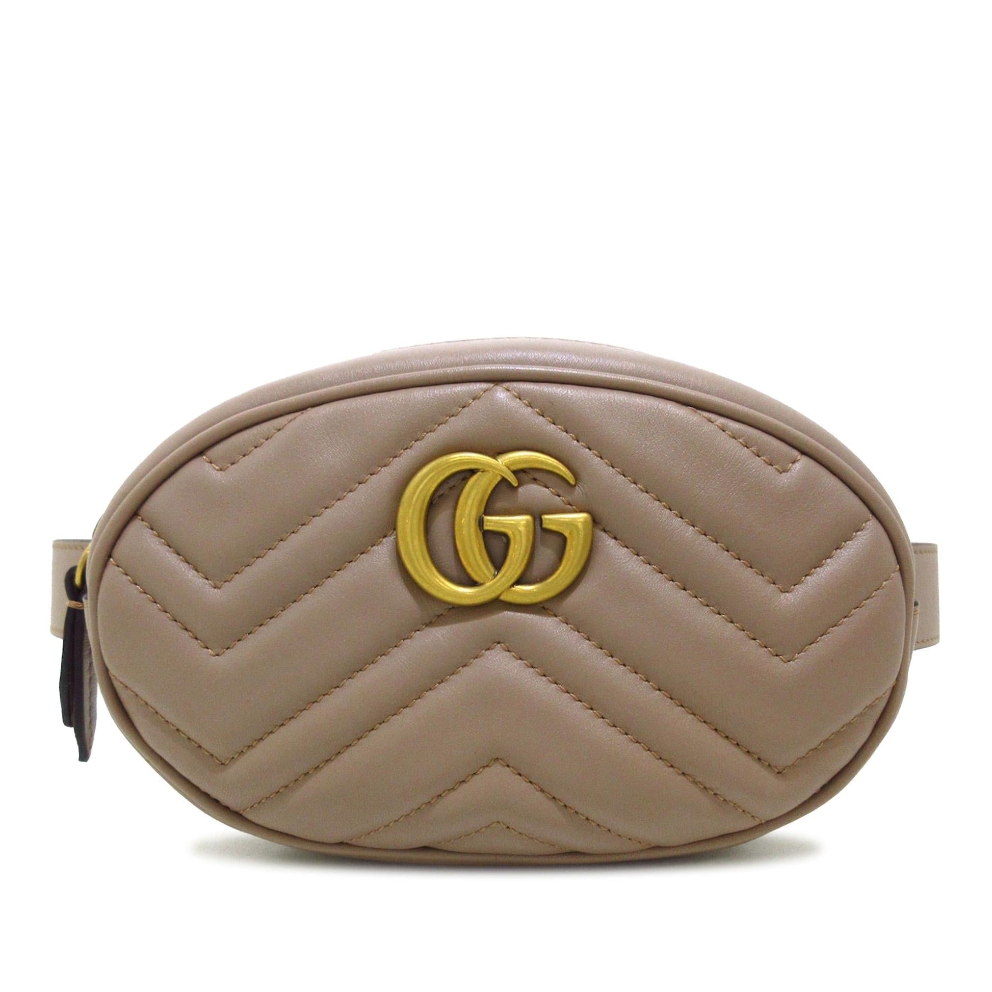 Gucci GG Marmont Belt SHG-t3pAuf Matelasse Calf Brown Accessory