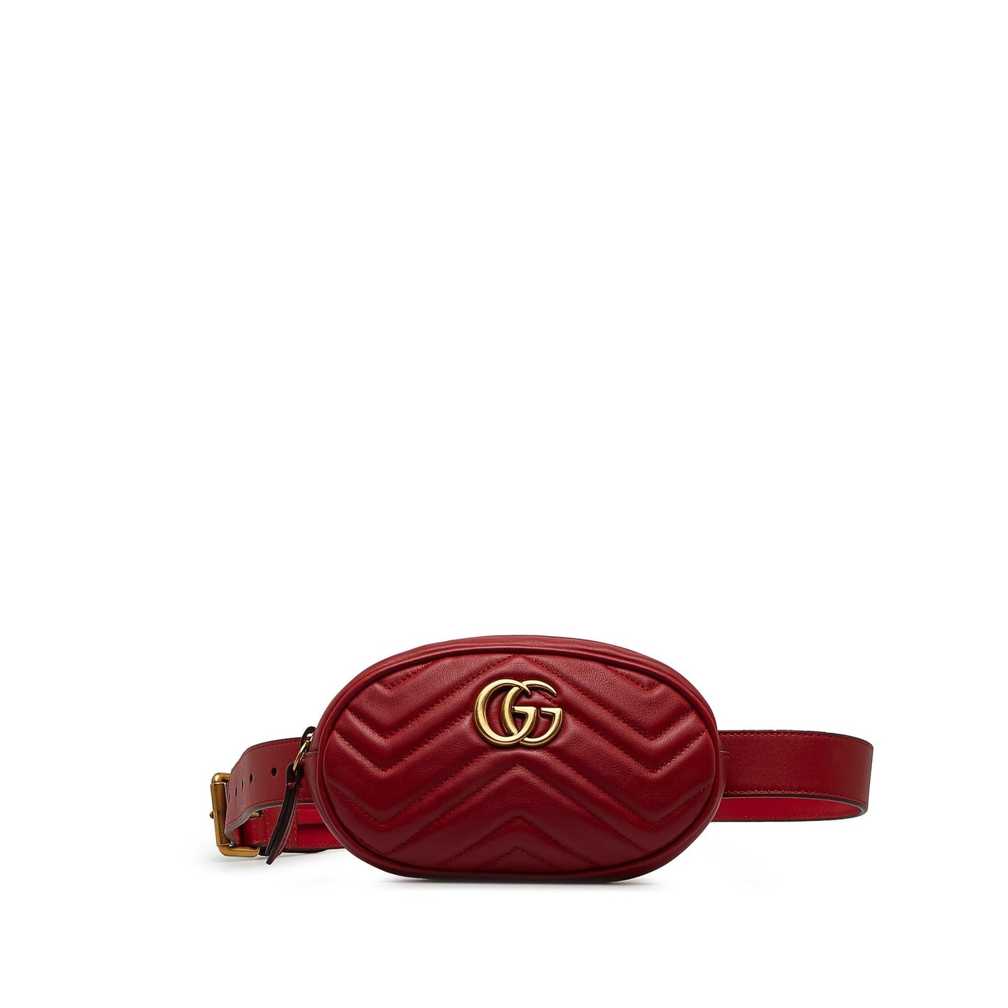 Gucci GG Marmont Belt SHG-p7RawW Matelasse Calf Red Accessory