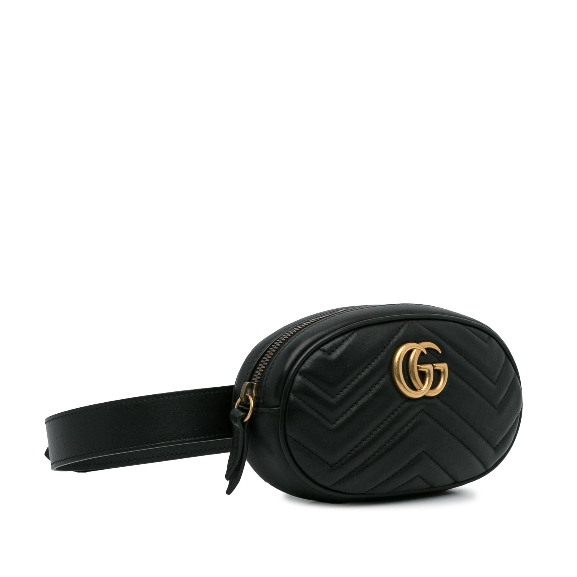 Gucci GG Marmont Belt SHG-MpX2RD Matelasse Calf Black Accessory