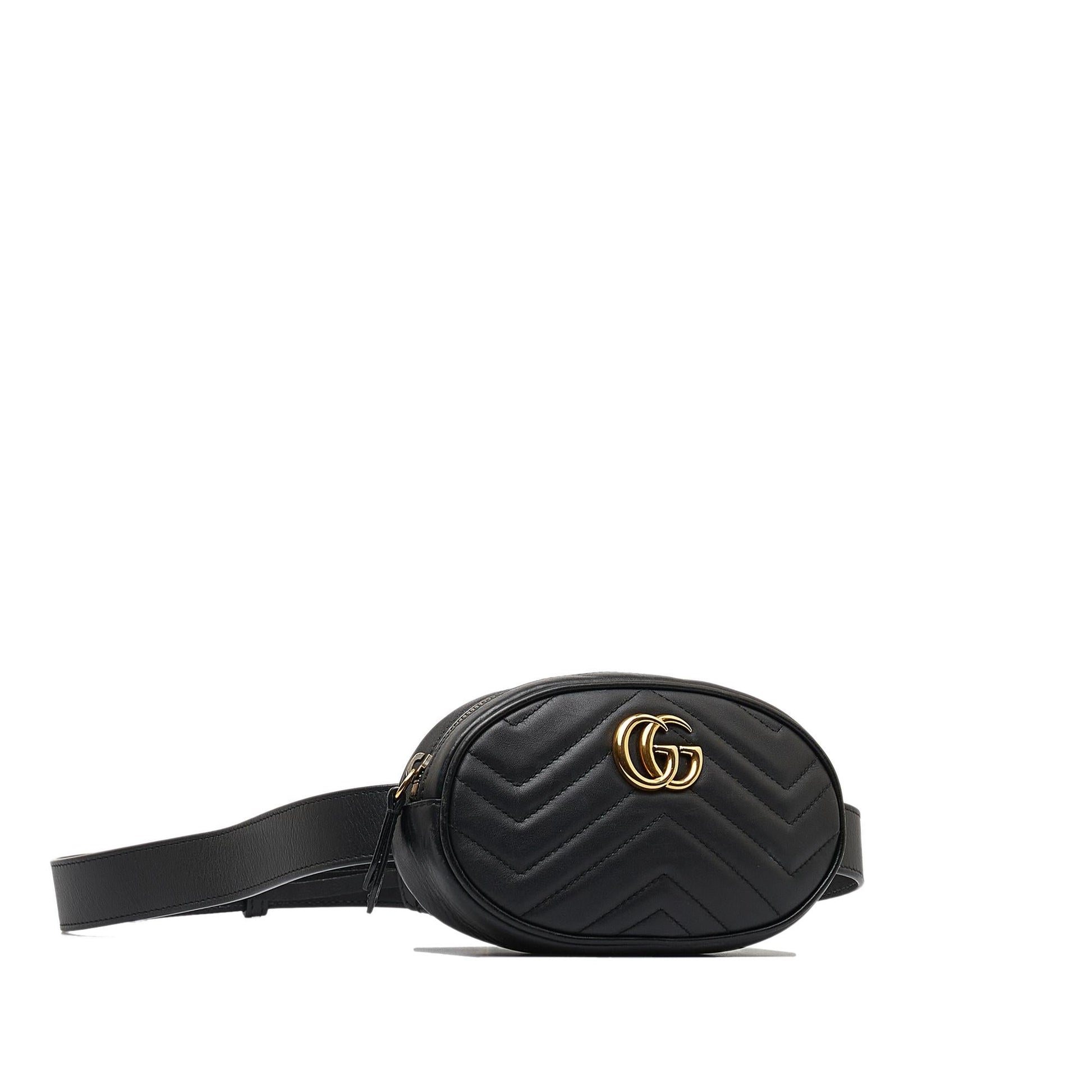 Gucci GG Marmont Belt SHG-gjgn Matelasse Calf Black Accessory