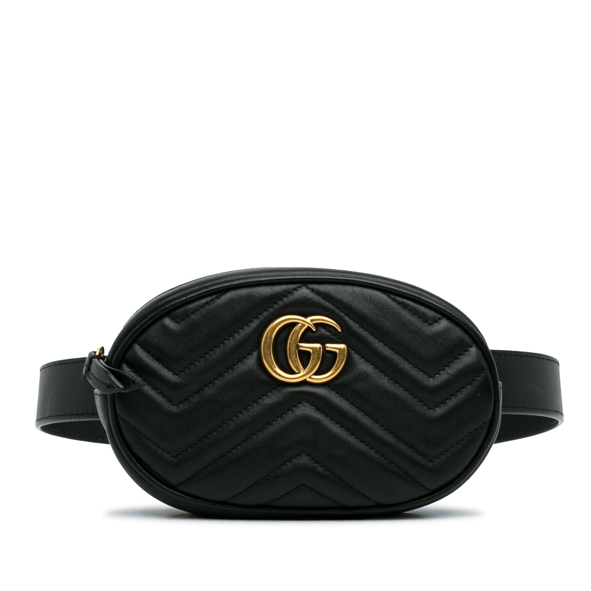 Gucci GG Marmont Belt SHG-gKJdGE Matelasse Calf Black Accessory