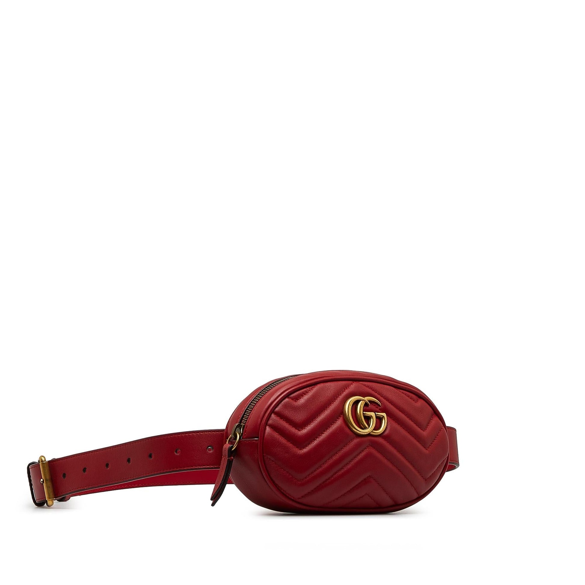 Gucci GG Marmont Belt Matelasse Calf Red Accessory
