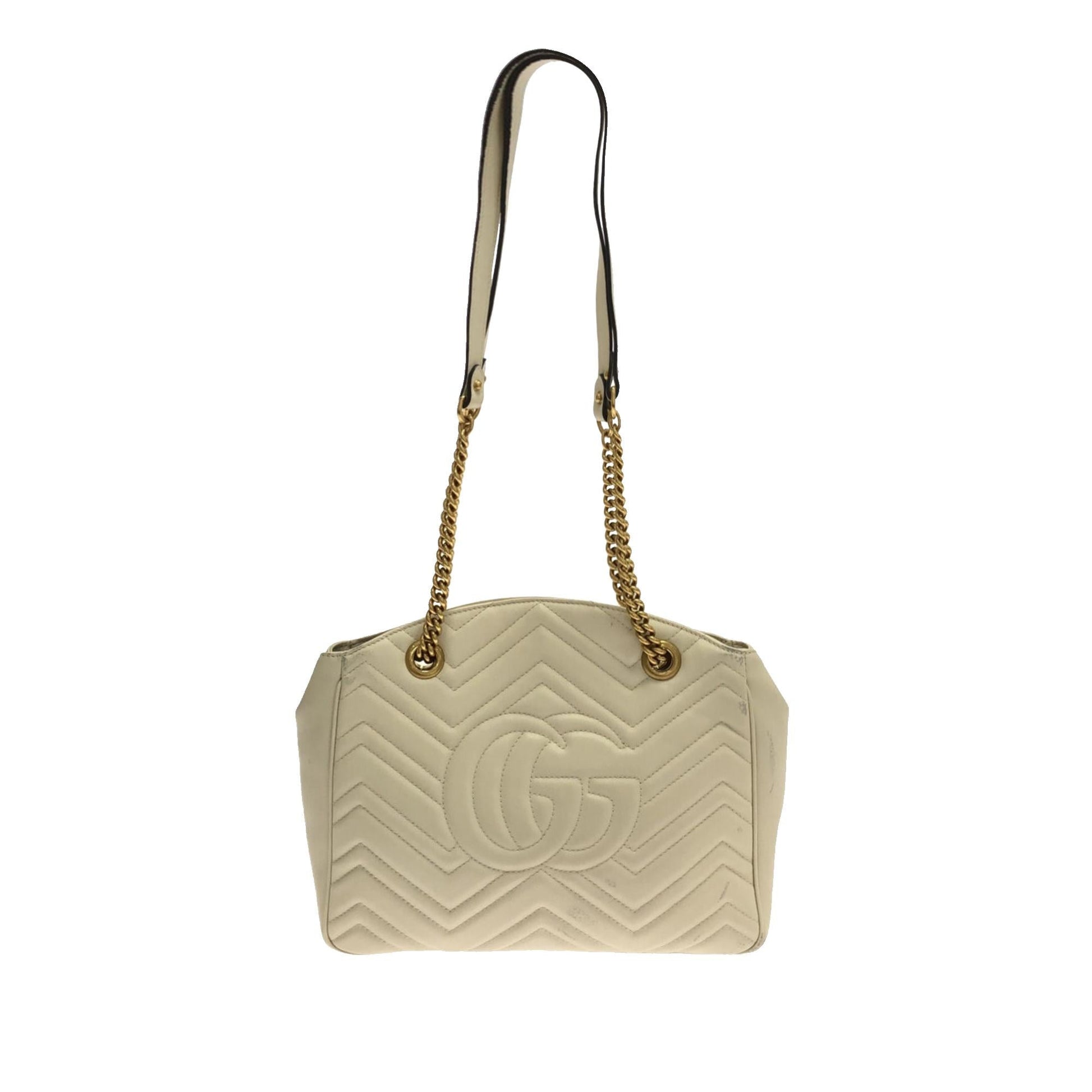 Gucci GG Marmont SHG-iMHDhJ Matelasse Calf White Chain Tote Bag