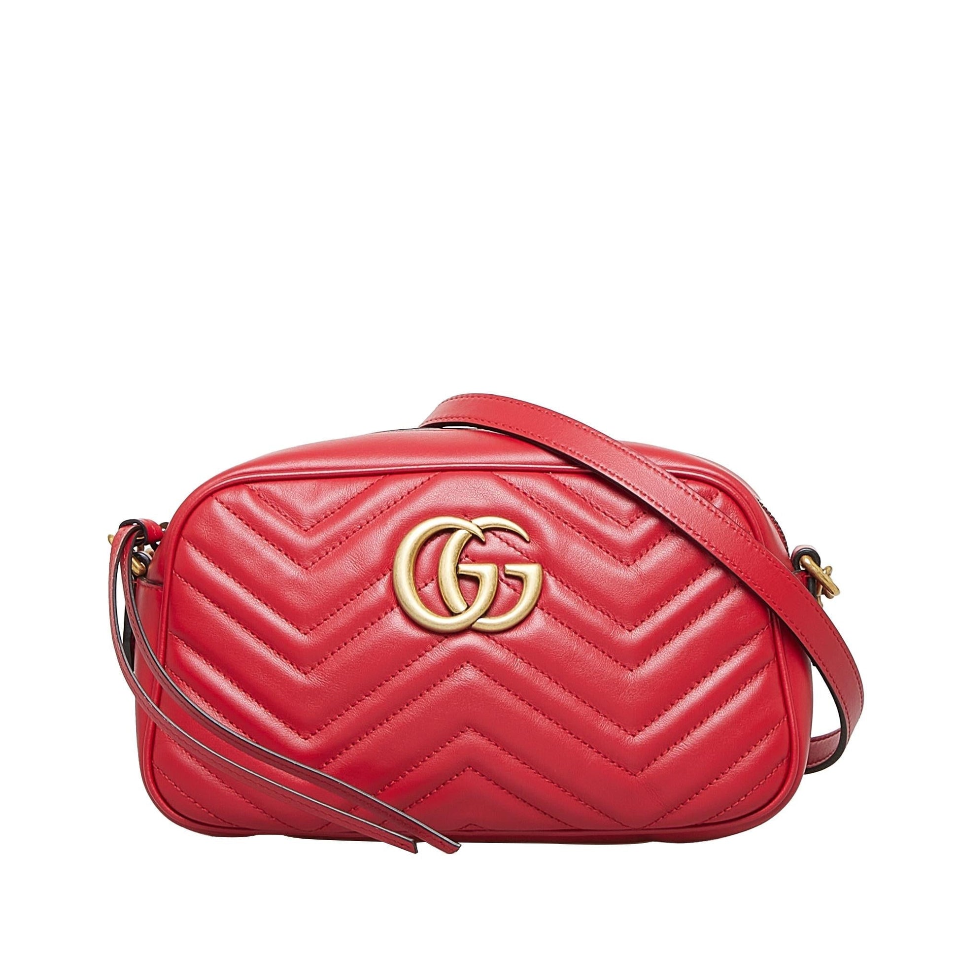 Gucci GG Marmont SHG-u1k51Y Matelasse Calf Red Crossbody Bag