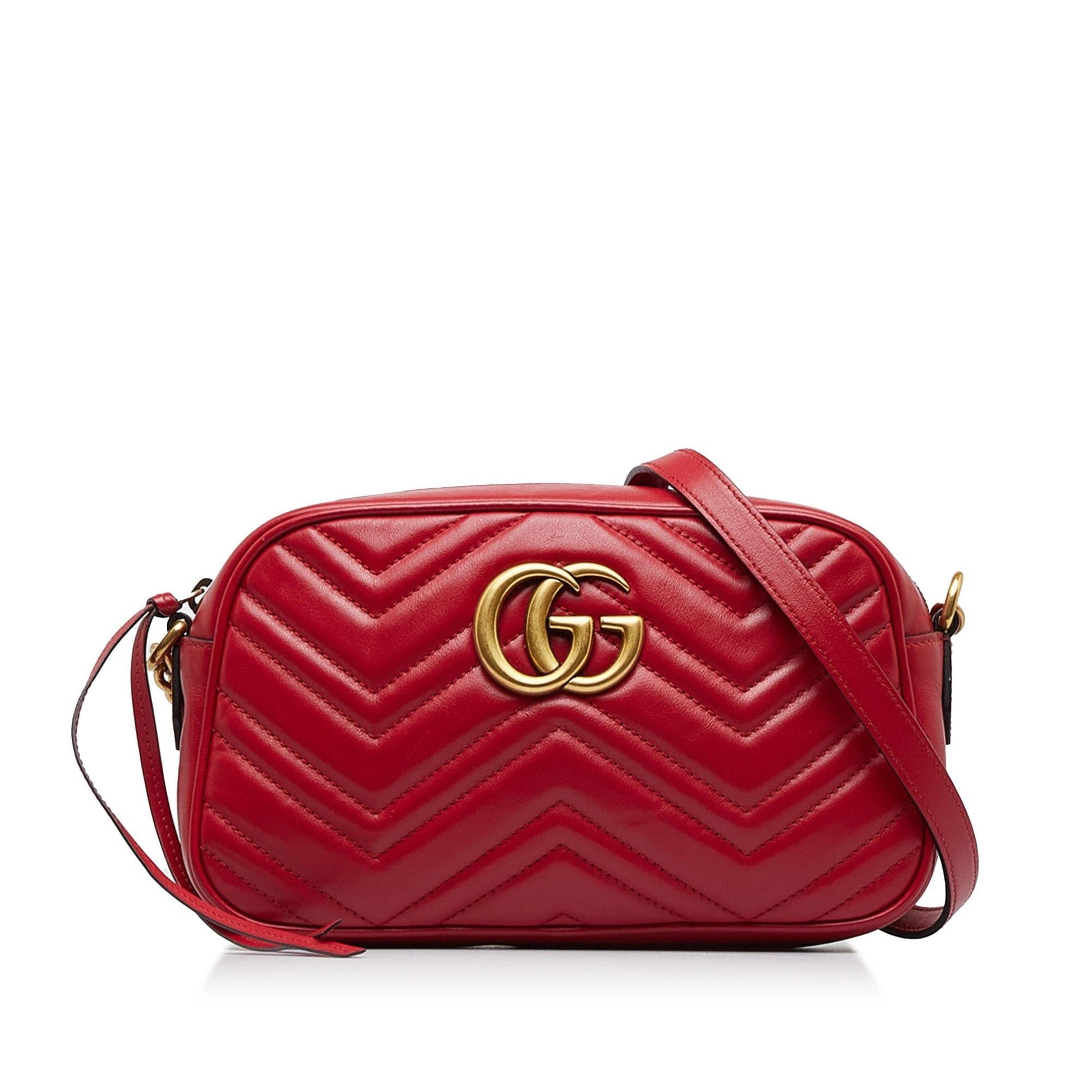 Gucci GG Marmont SHG-NhDdrJ Matelasse Calf Red Crossbody Bag