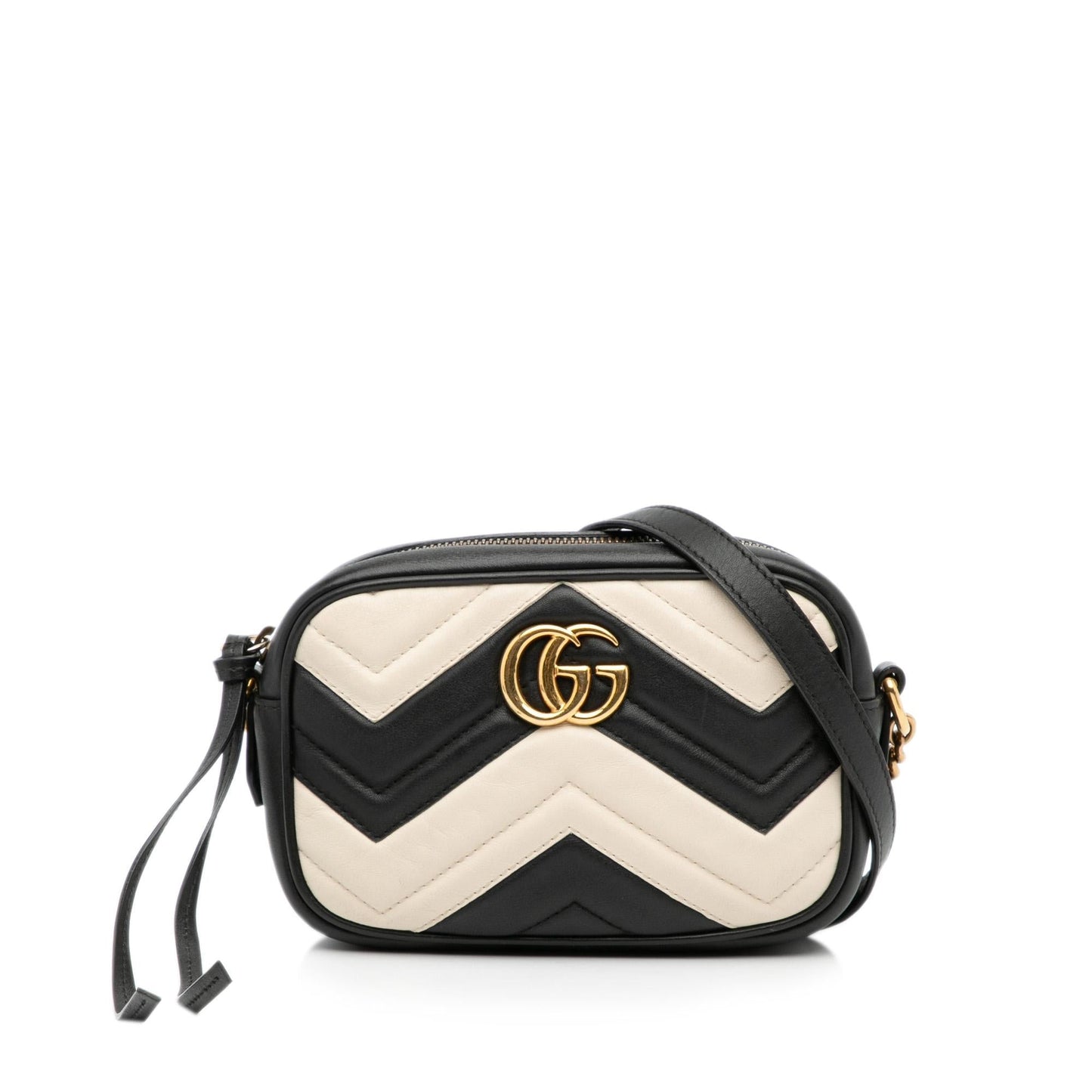 Gucci GG Marmont SHG-xvPkJi Matelasse Calf Black White Crossbody Bag