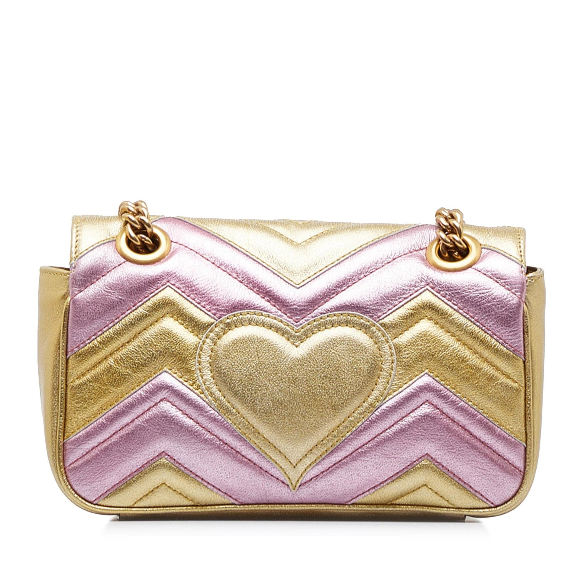 Gucci GG Marmont SHG-IzbFlG Matelasse Calf Gold Crossbody Bag