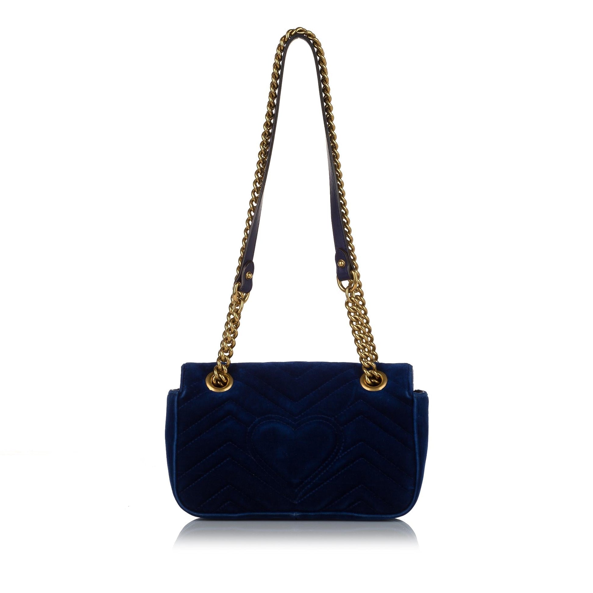 Gucci GG Marmont SHG Matelasse Blue Crossbody Bag