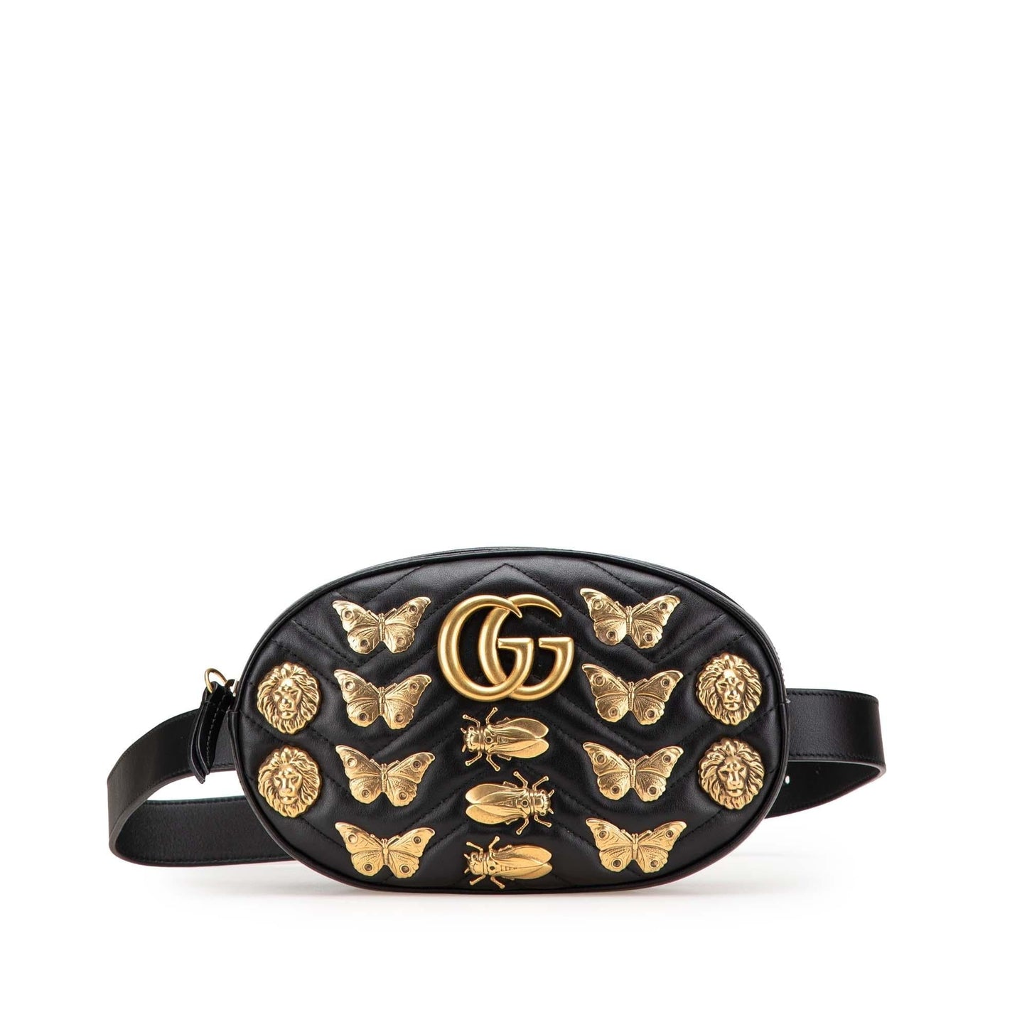 Gucci GG Marmont Animalier Belt Matelasse Leather Calf Black Accessory