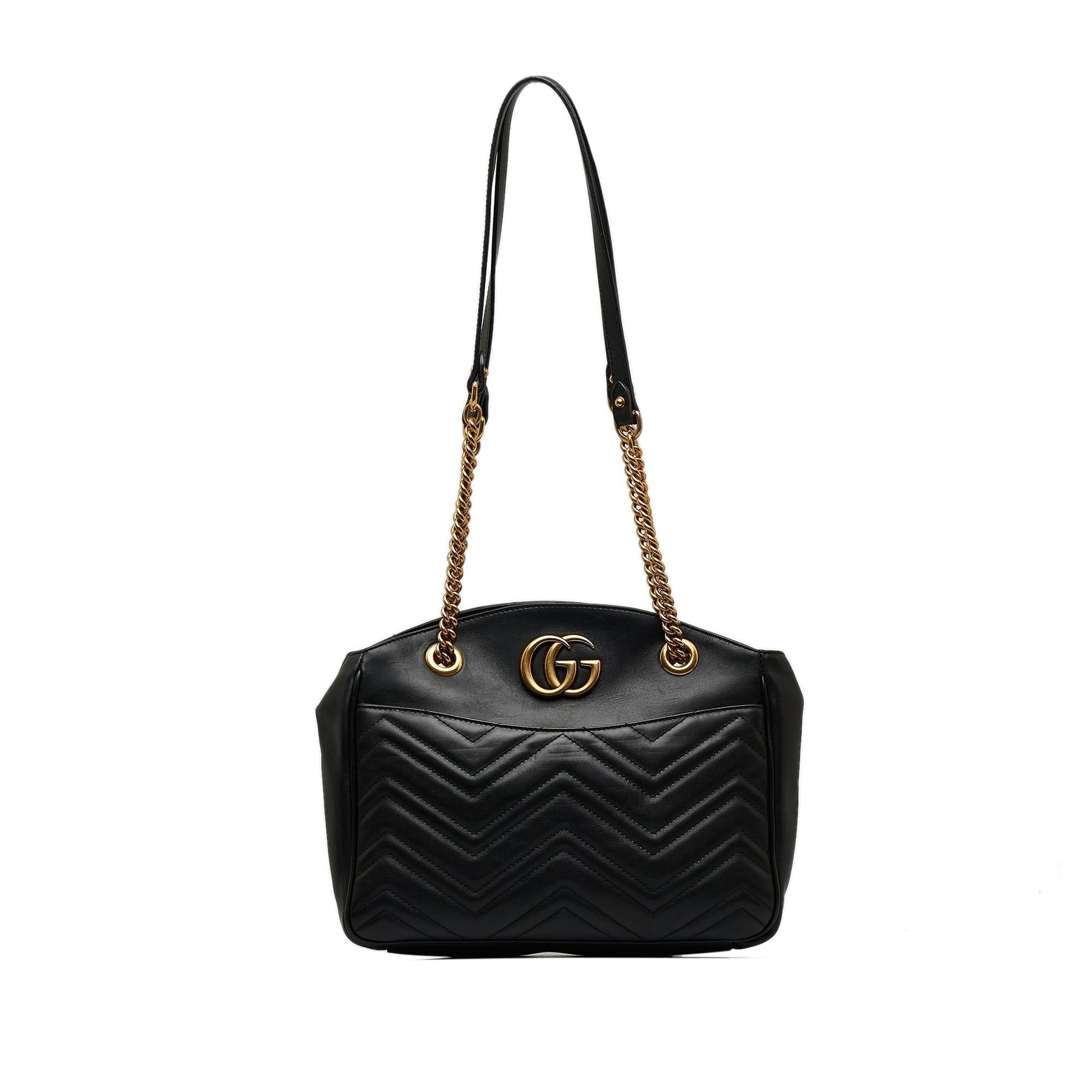 Gucci GG Marmont SHG-dnIlcK Matelasse Leather Calf Black Shoulder Bag