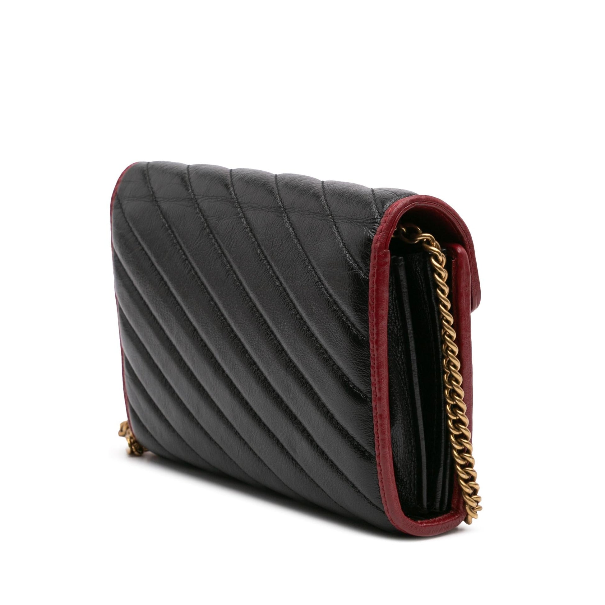 Gucci GG Marmont Torchon Wallet On Matelasse Leather Calf Black Crossbody Bag