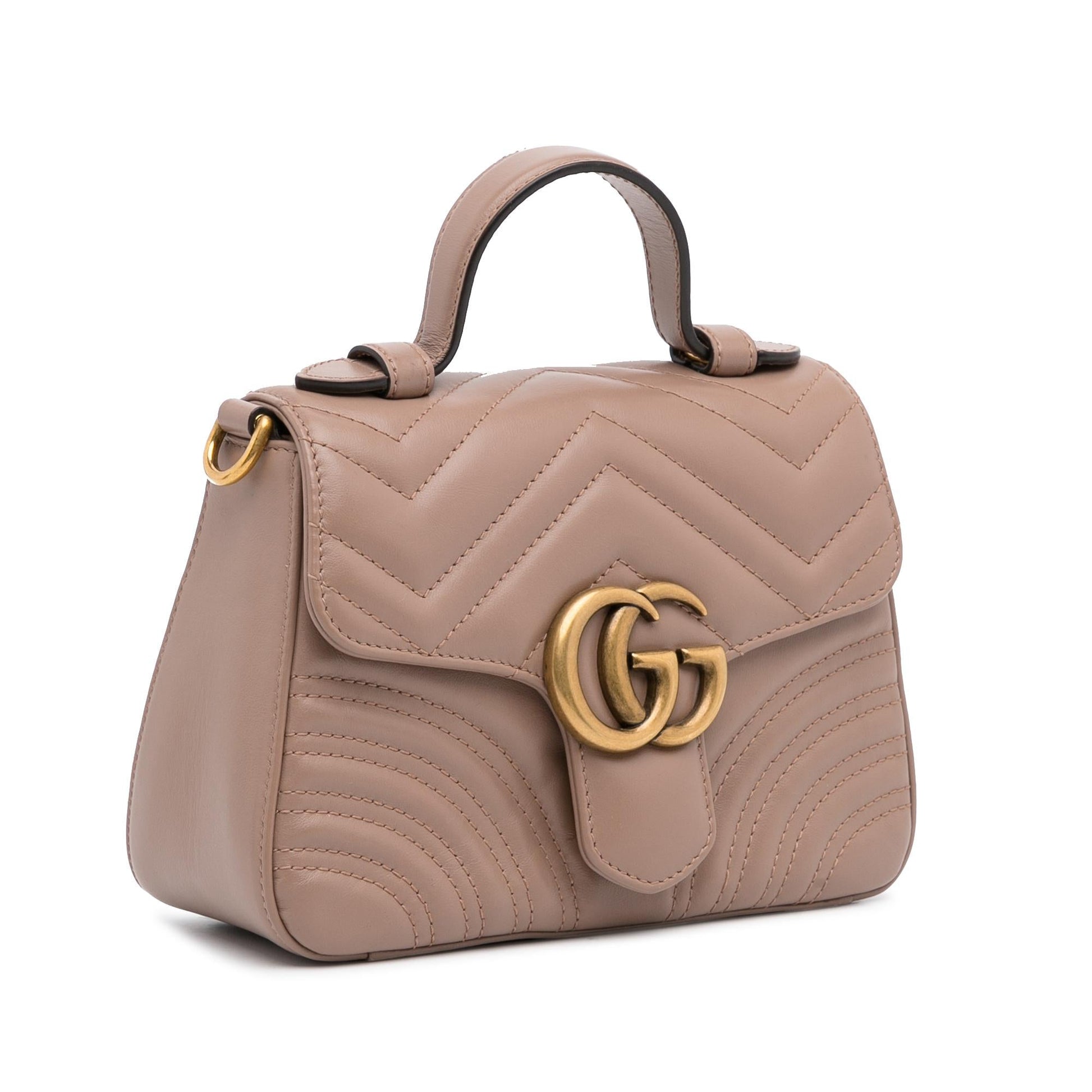 Gucci GG Marmont SHG-LryugC Matelasse Calf Brown Satchel Bag