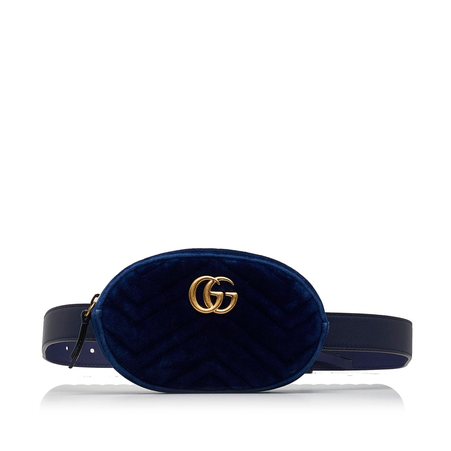 Gucci GG Marmont Velvet Belt Matelasse Blue Accessory Shg 42Mddi