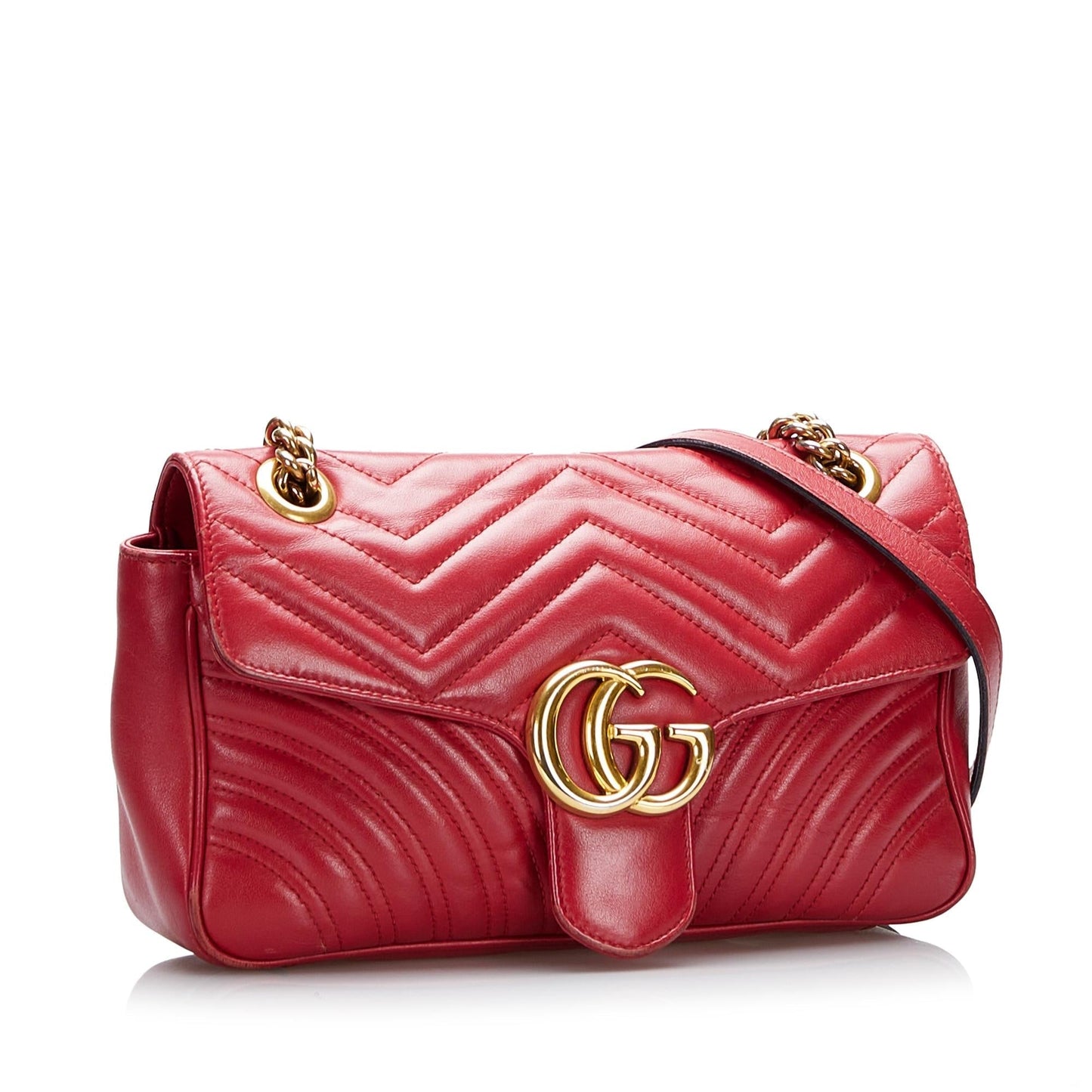 Gucci GG Marmont SHG-Xhw38m Matelasse Calf Red Shoulder Bag