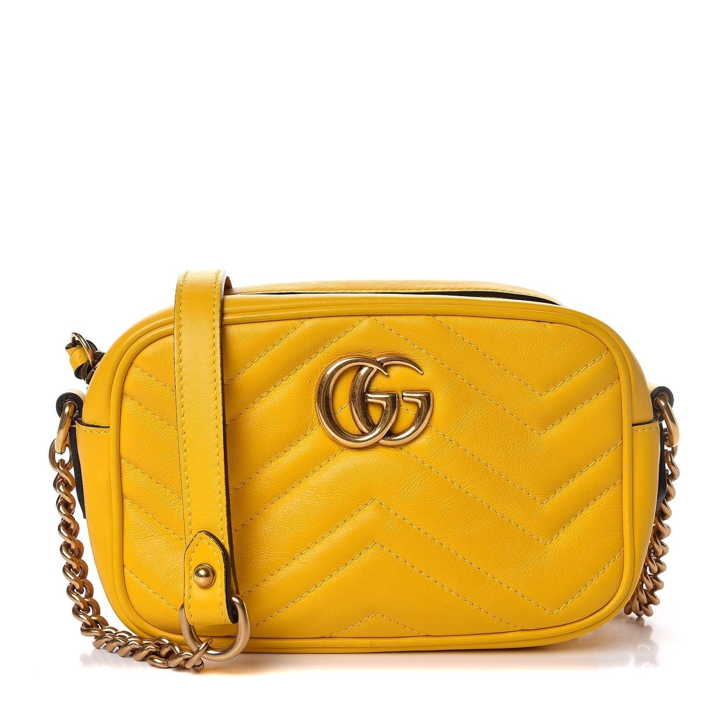 Gucci GG Marmont Yellow Matelasse Calfskin Mini Shoulder Bag