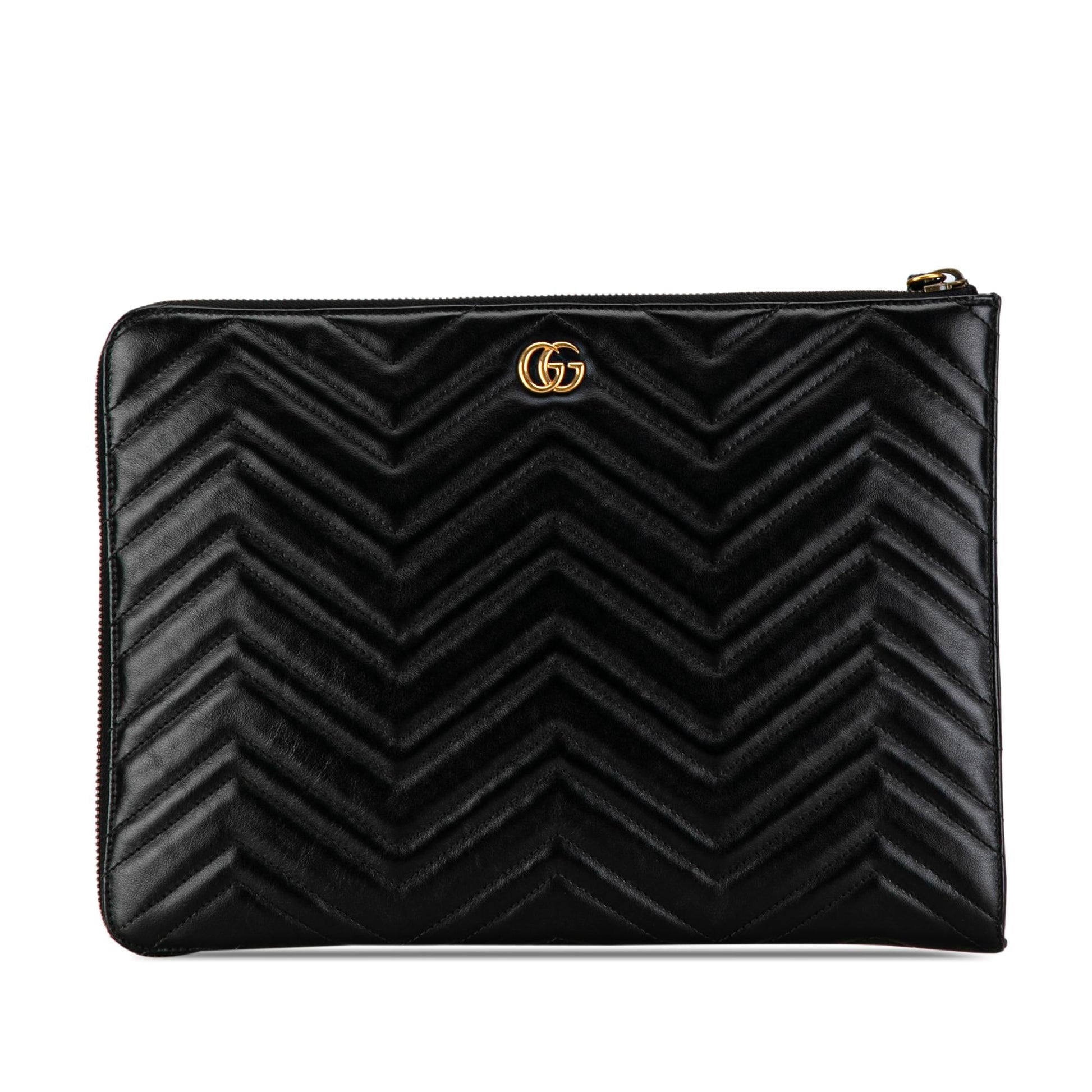 Gucci GG Marmont Portfolio SHG-q2dVGz Calf Black Clutch Bag