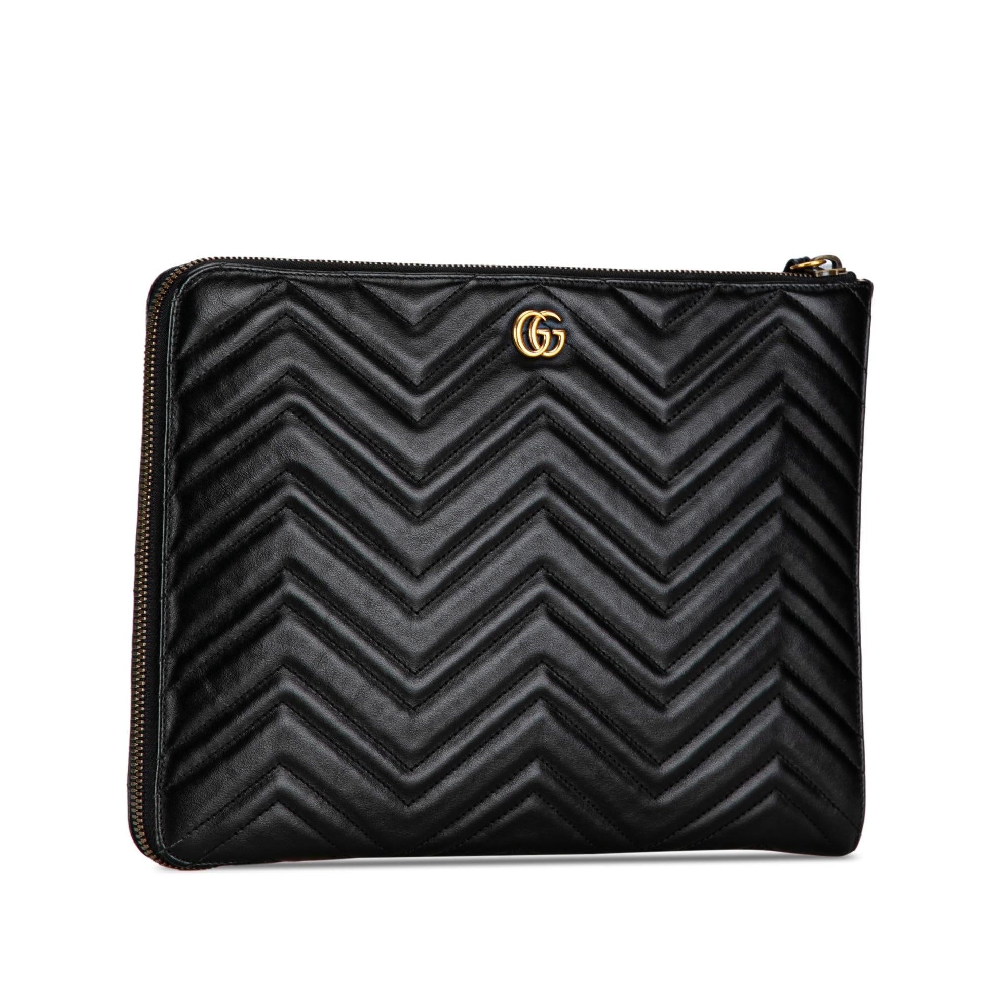 Gucci GG Marmont Portfolio SHG-q2dVGz Calf Black Clutch Bag