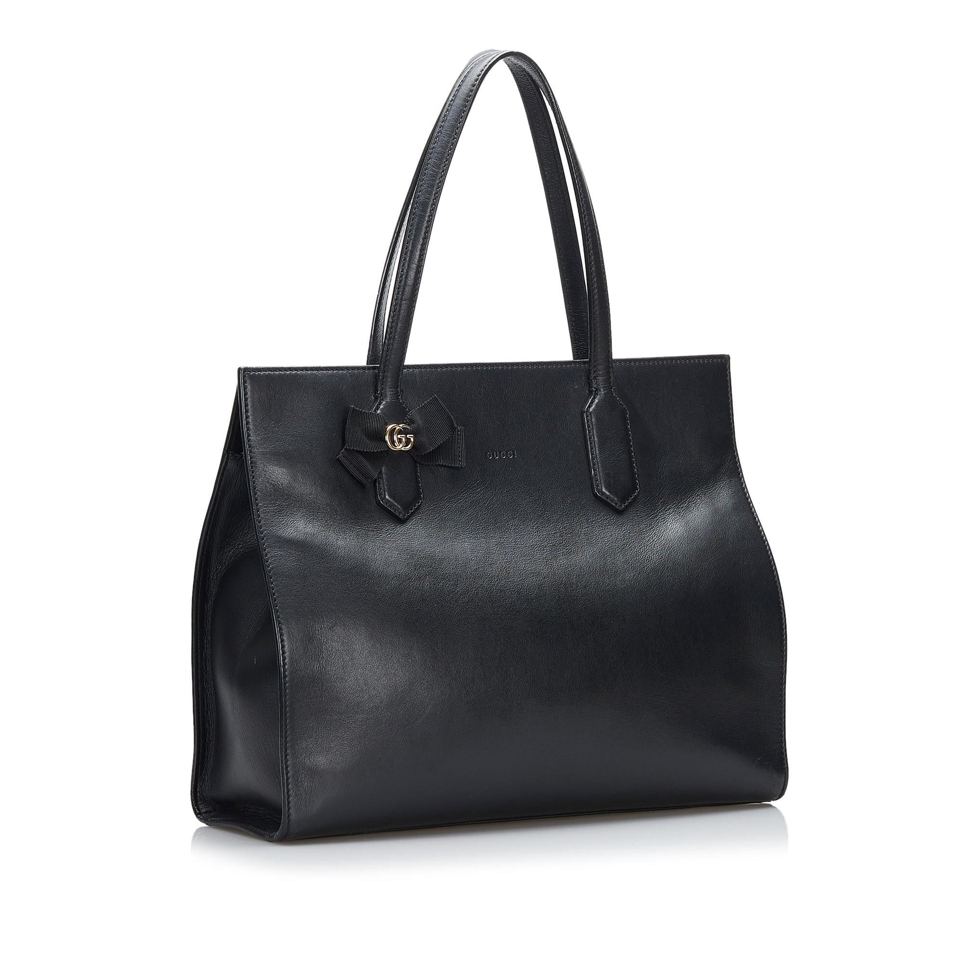Gucci GG Marmont Ribbon SHG-VJBeBV Calf Black Tote Bag