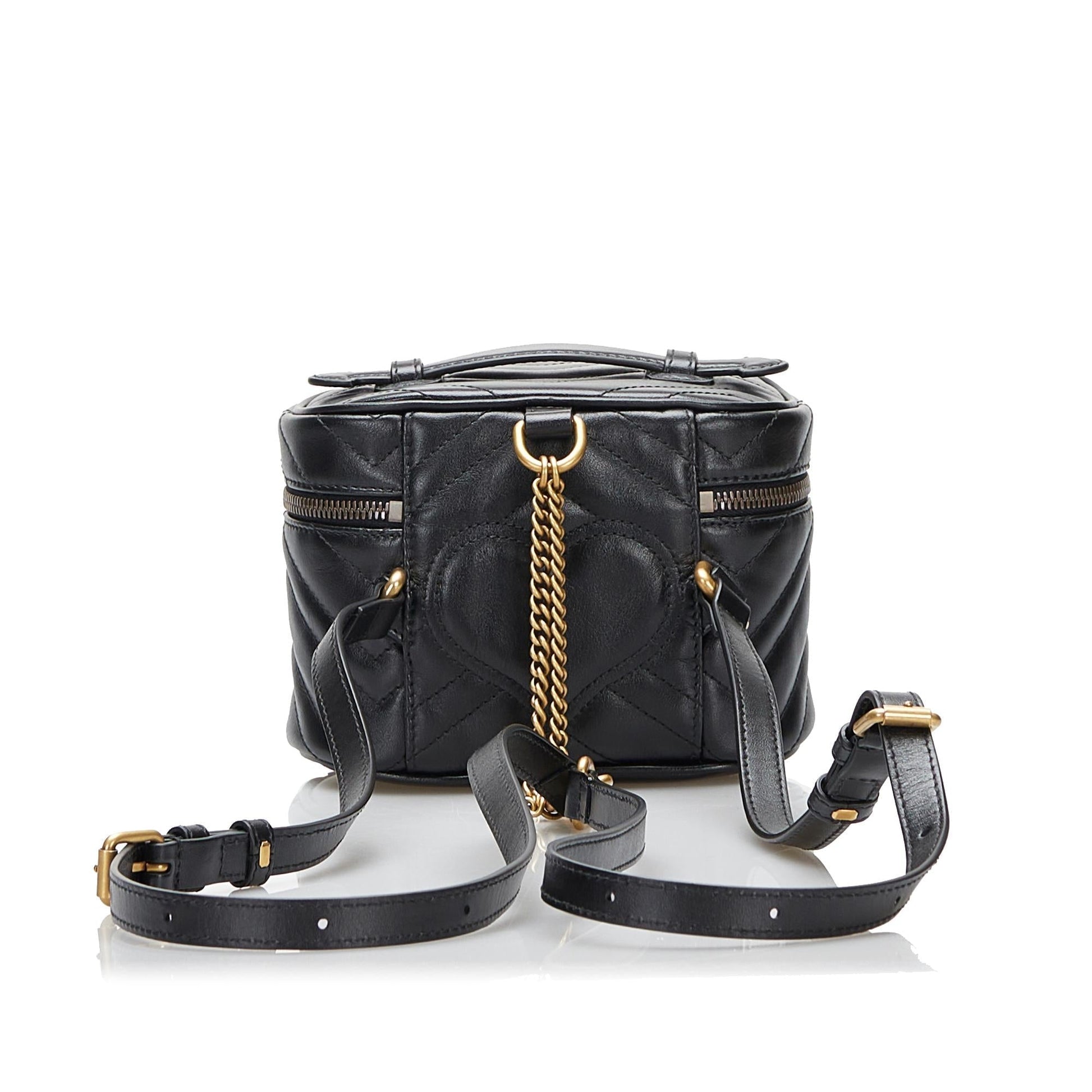 Gucci GG Marmont Round Backpack SHG-EZMQ5g Calf Black